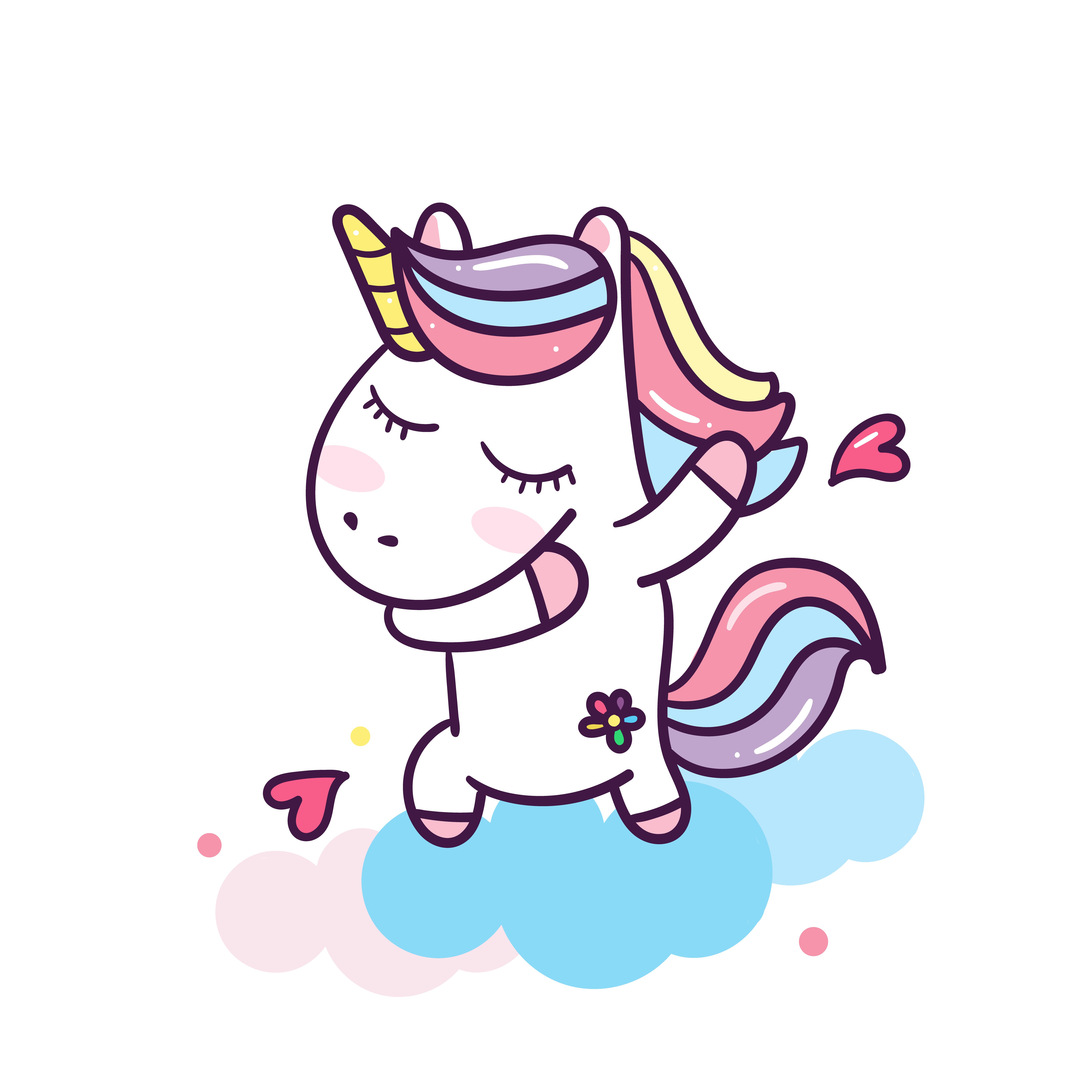 Dabbing unicorn with hearts (happy unicorn expressions) cute cartoon illustration: series Illustration of cute fairytale pony (Happ. ยูนิคอร์น, วอลเปเปอร์โทรศัพท์