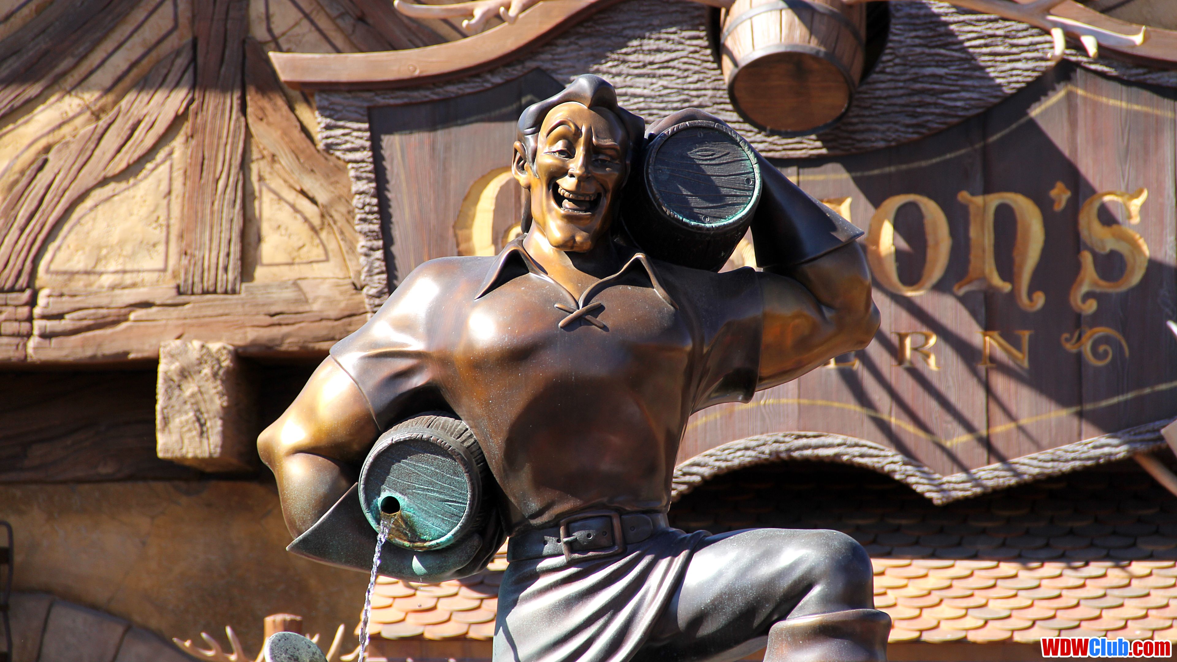 Gaston Bronze Statue 4K Wallpaper