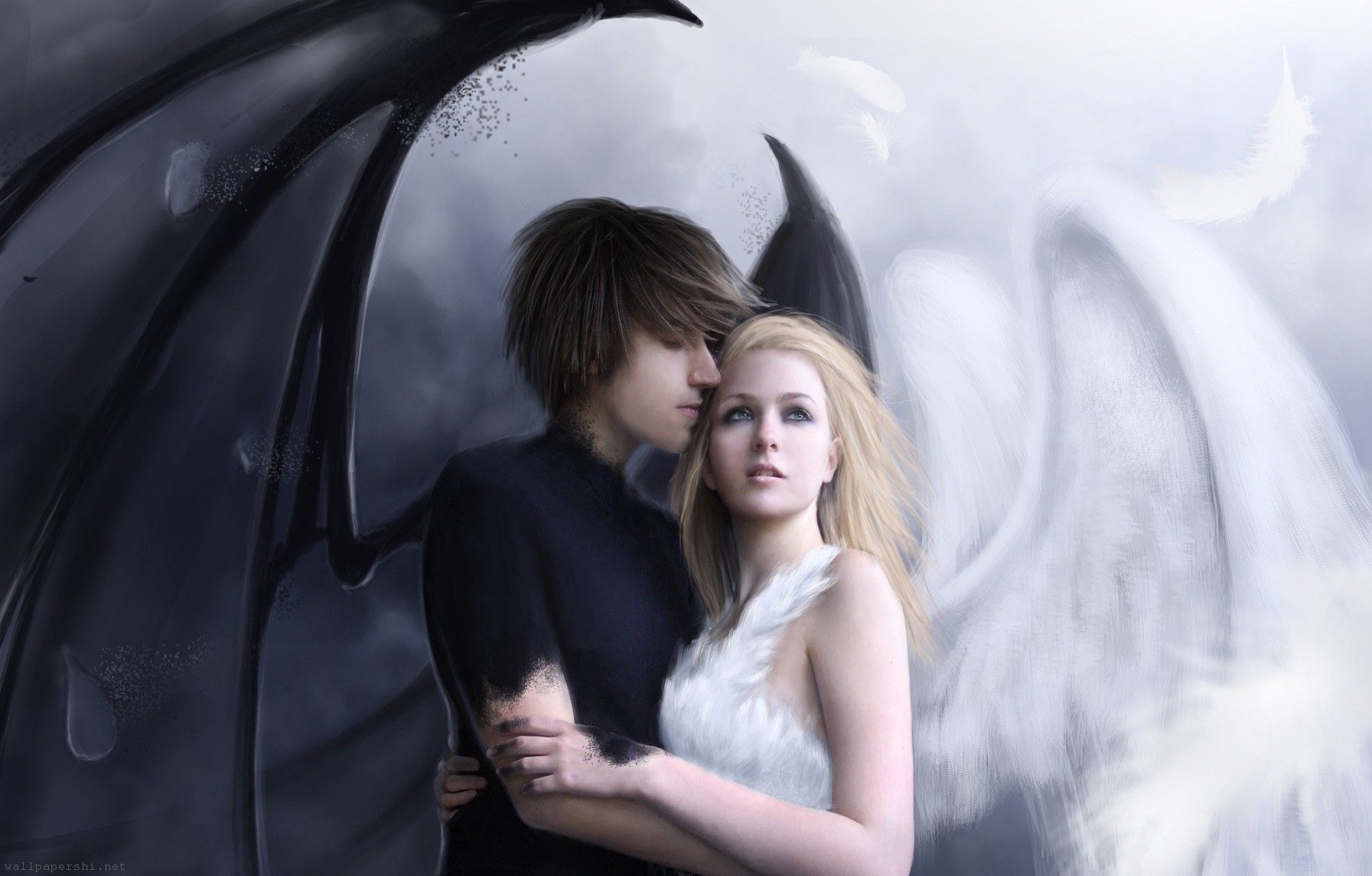 Fantasy couples, Angel wallpaper, Angels and demons
