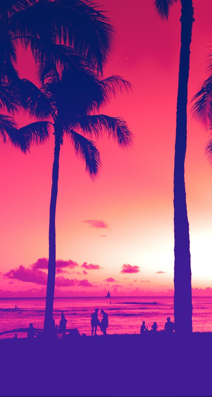 Retro Miami Sunset Wallpaper
