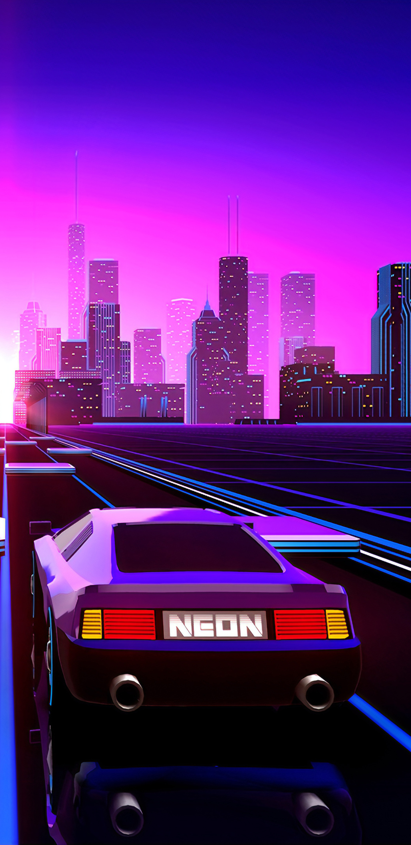 Way To Retrowave City In 1440x2960 Resolution. Cool wallpaper
