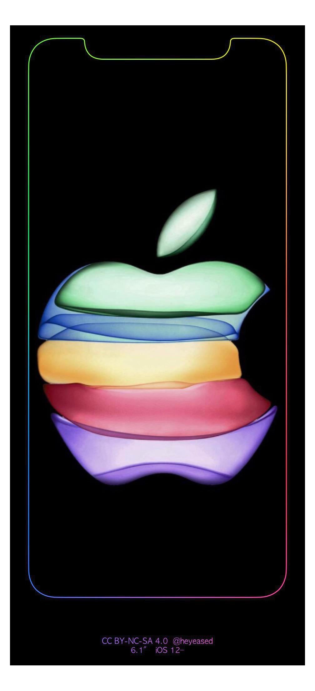 Apple invite logo with rainbow border wallpaper. iPhone X