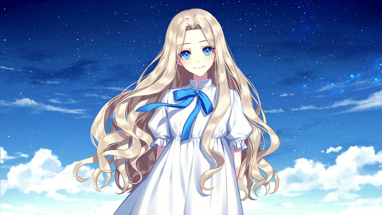 Anime Girl With Long Blonde Hair - anime girl