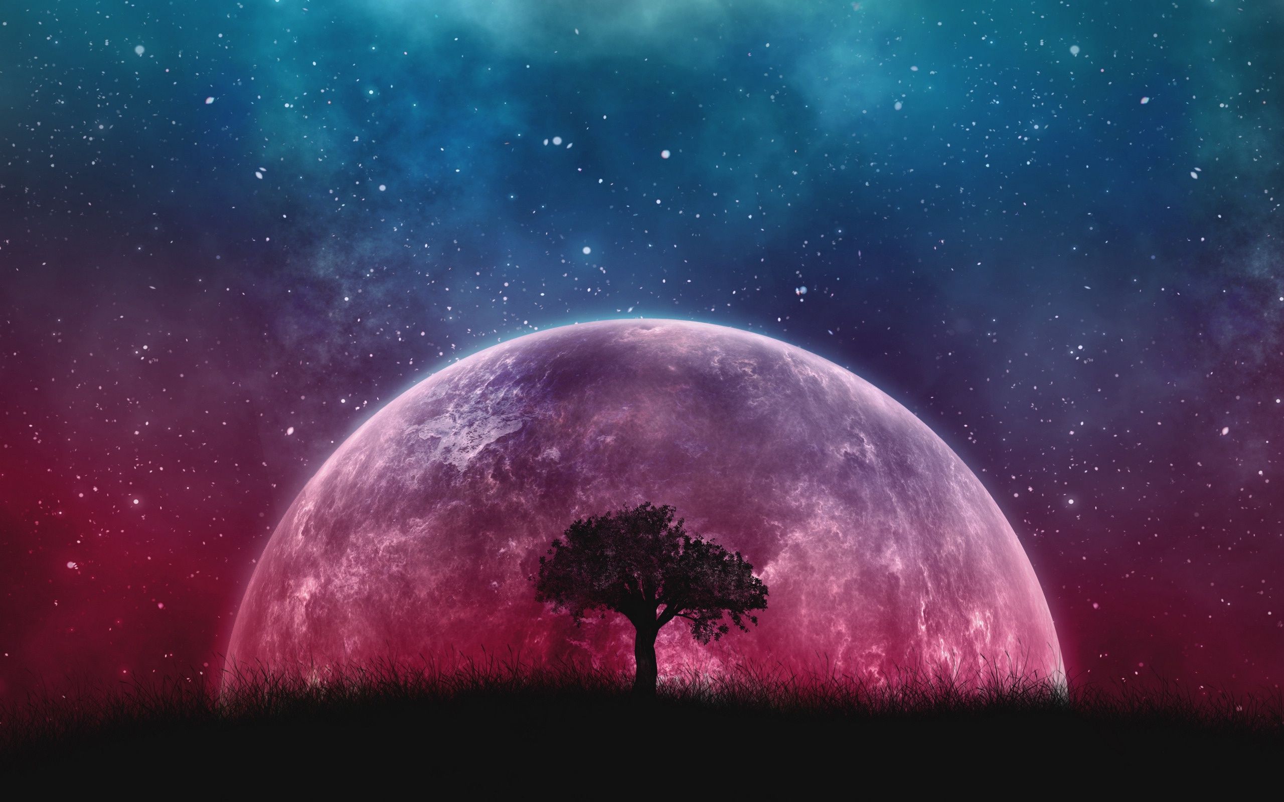 Planet Rising behind Lone Tree HD Wallpaper. Background Image