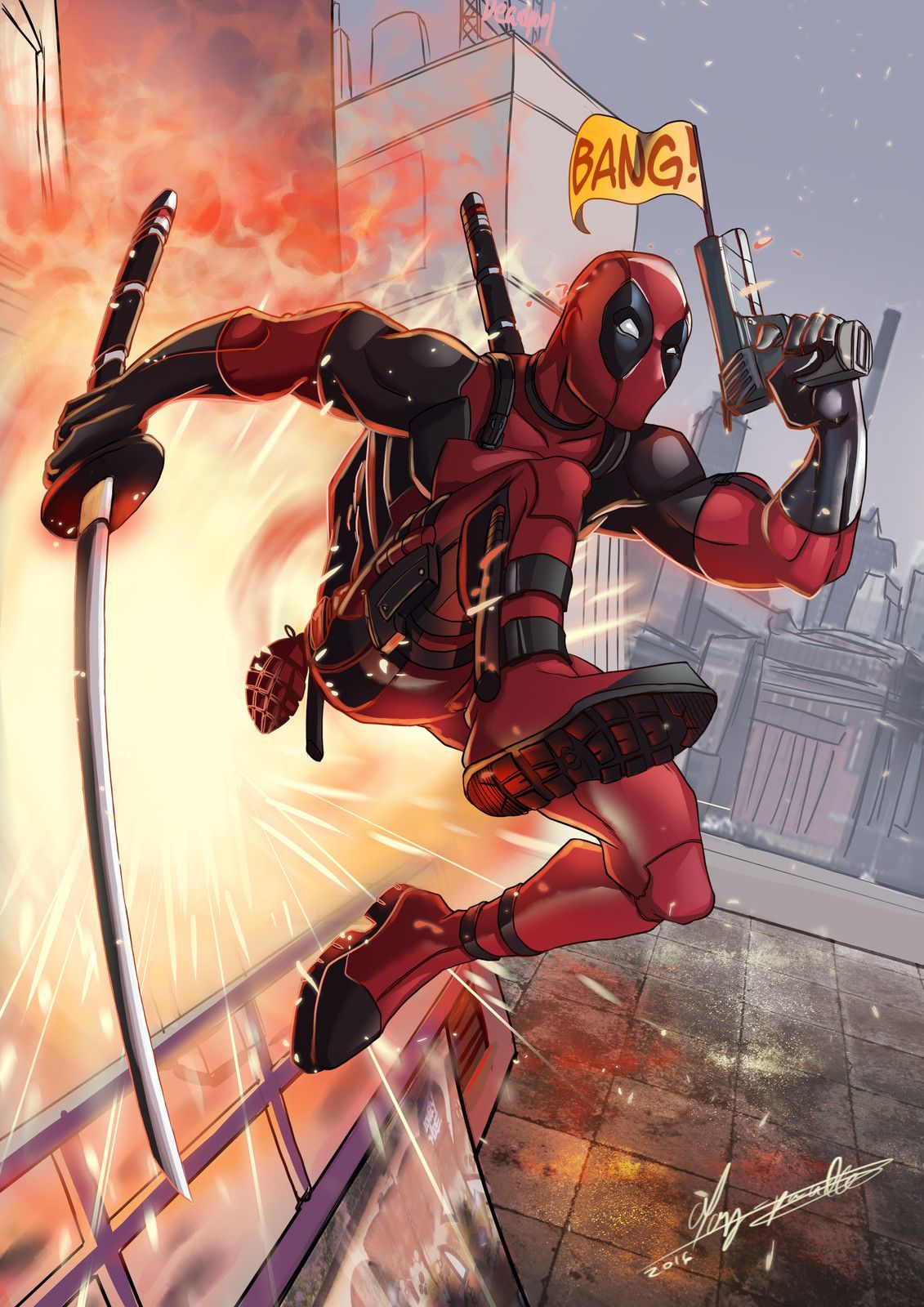 Deadpool #Fan #Art. (Deadpool) By: Mariam Lamrani. ÅWESOMENESS