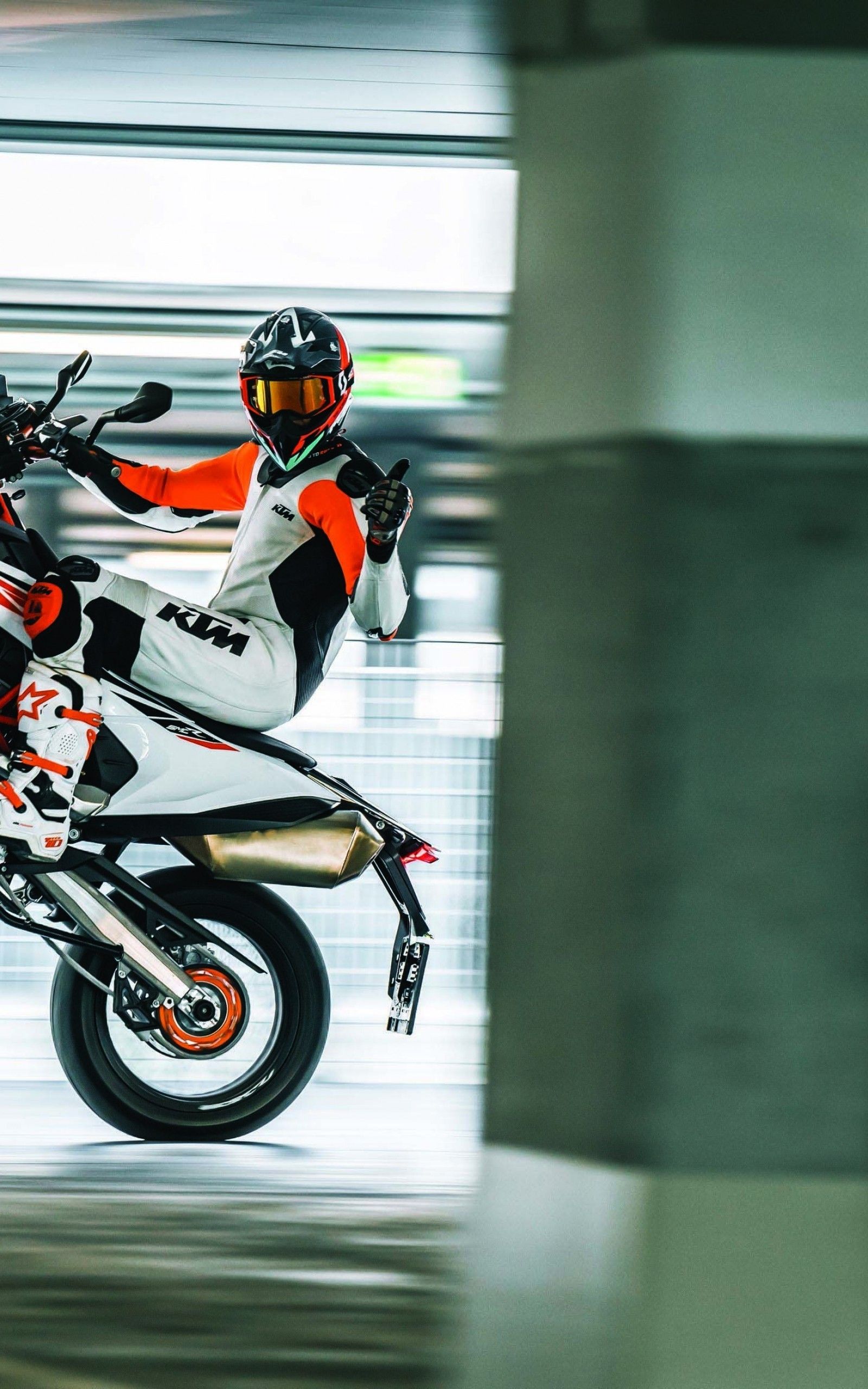 Download 1600x2560 Ktm 690 Smc R, Motorcycle, Thumbs Up, Supermoto