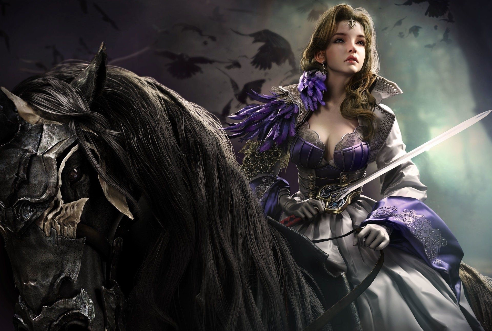 Woman Warrior on a Horse HD Wallpaper. Background Image