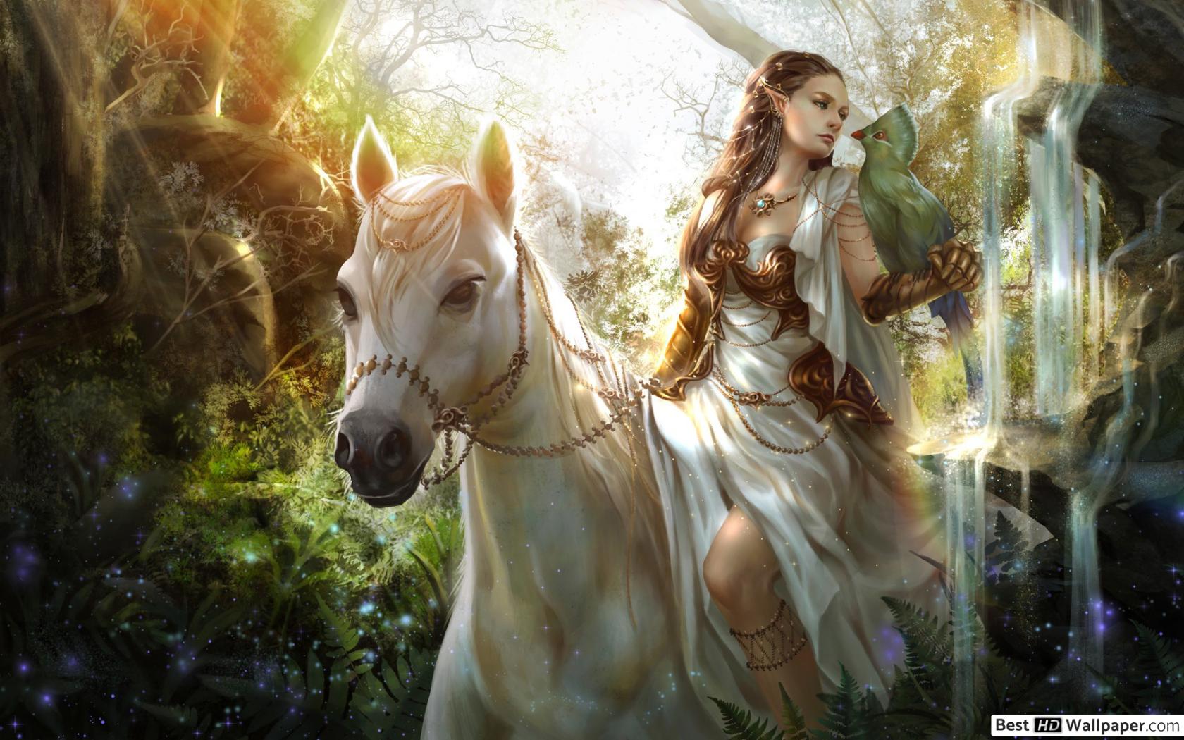 Fantasy Girl on Horse HD wallpaper download