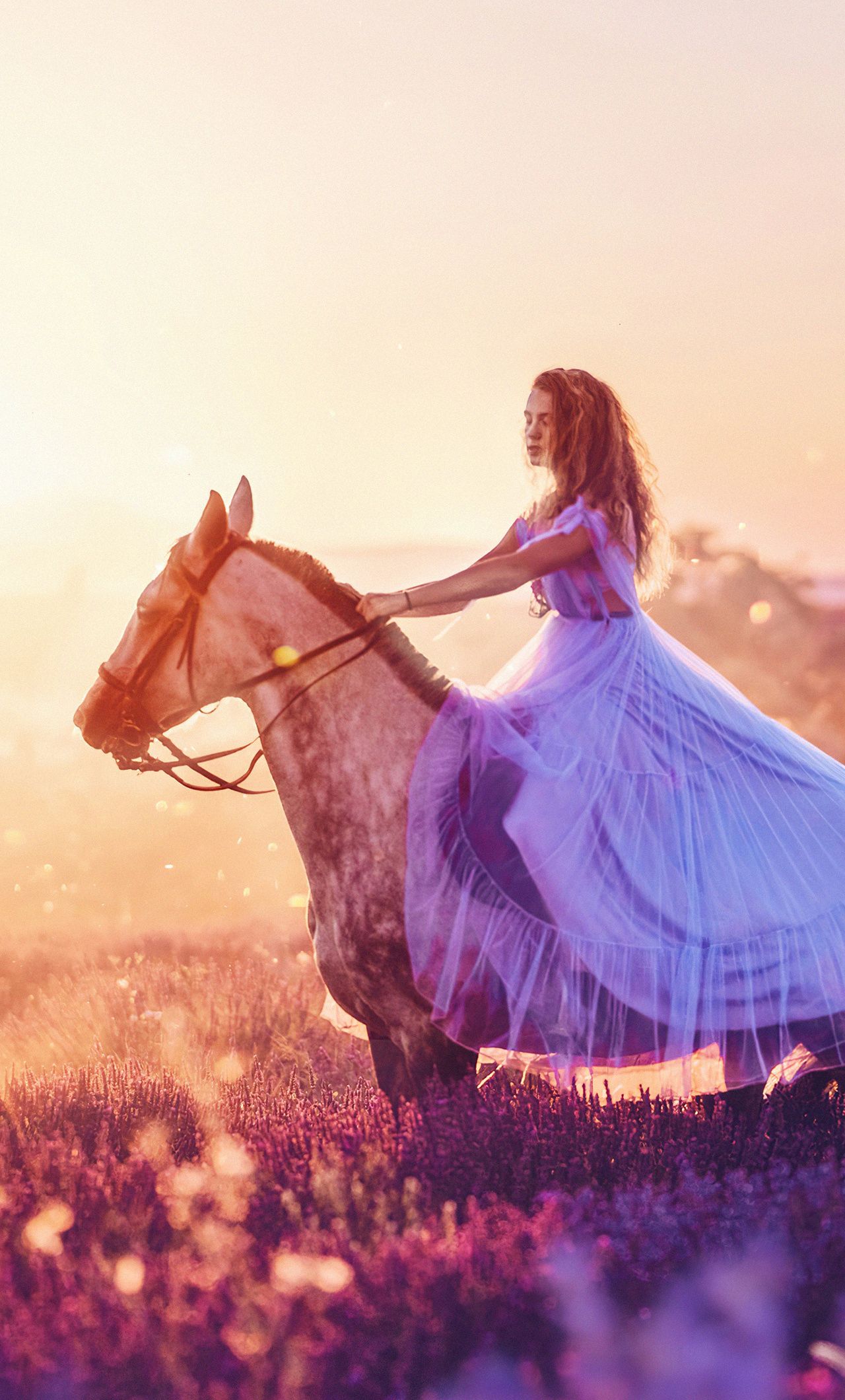 Women With Horse Fantasy Field 4k iPhone HD 4k