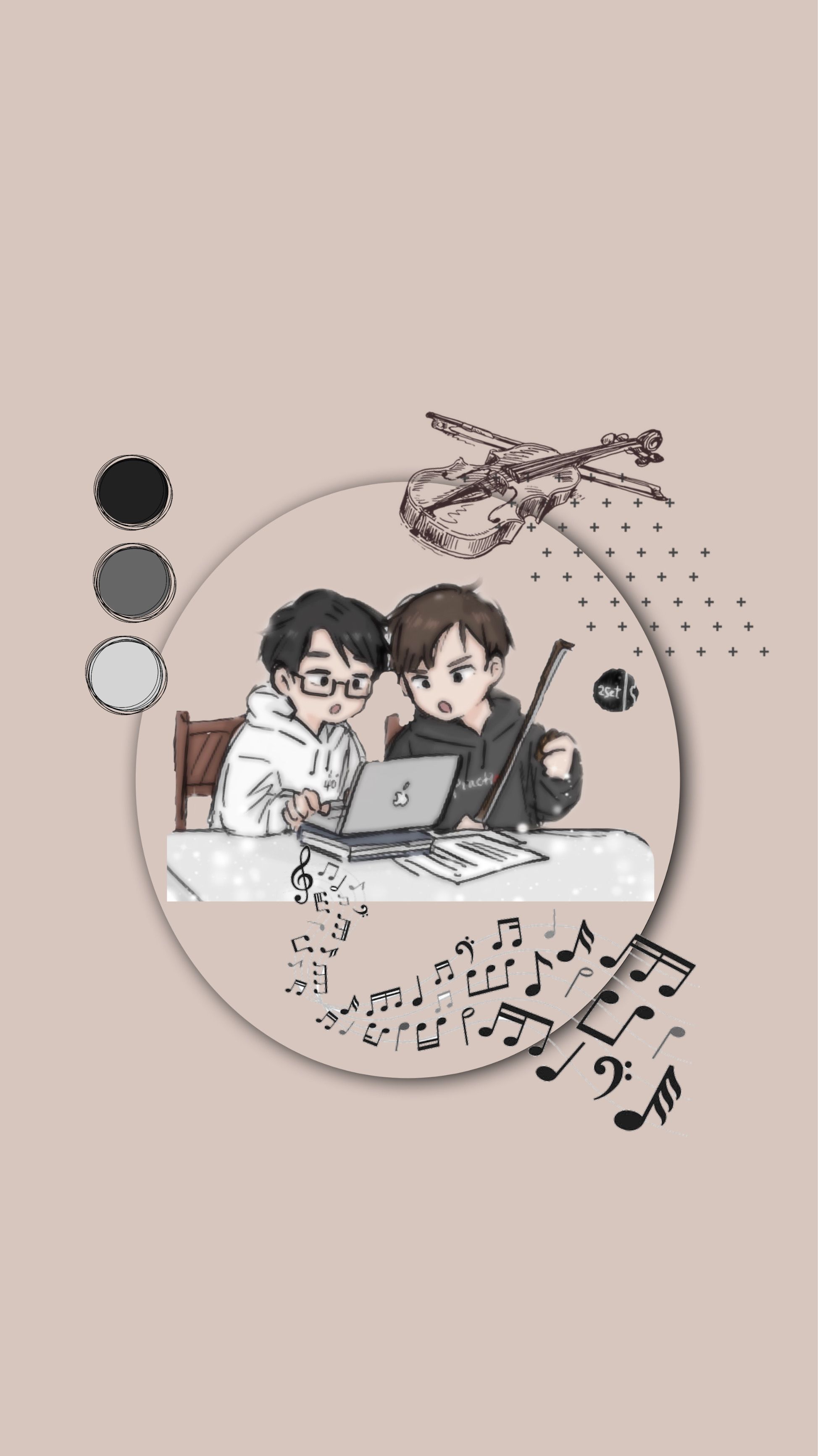 Twosetviolin. Cute cartoon wallpaper, Music nerd