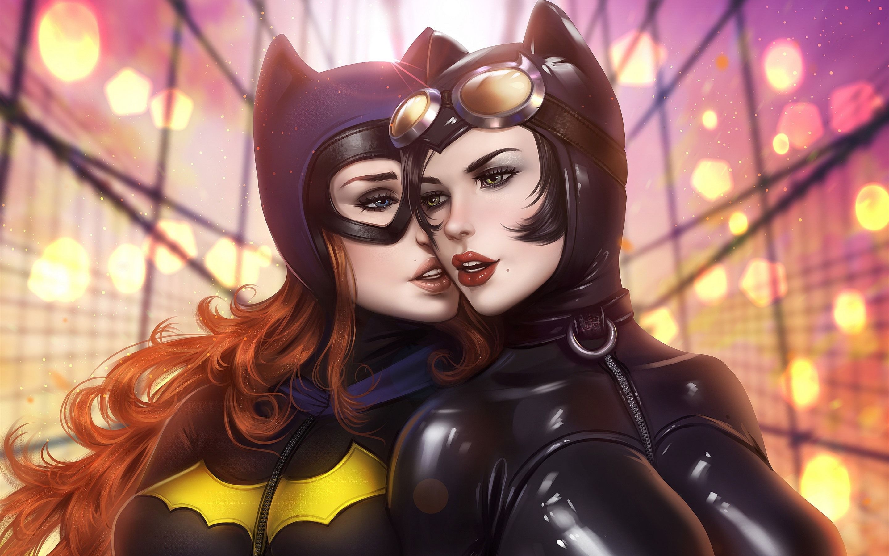 Wallpaper Catwoman, two girls, DC Comics, art picture 2880x1800 HD Picture, Image