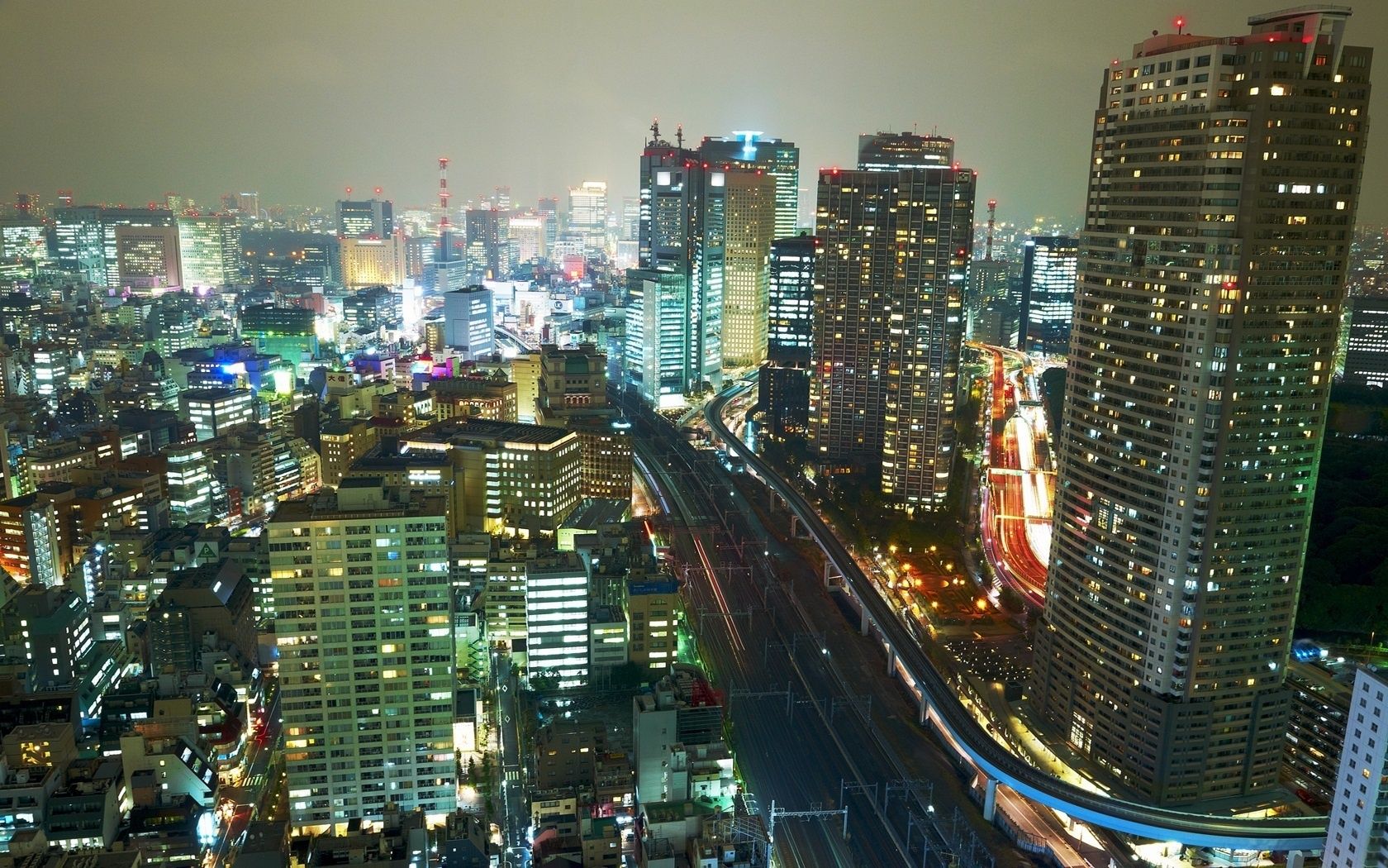 Wallpaper japan, city, night, metropolis, lights, skyscrapers