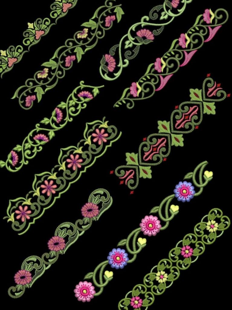 Free download flower border machine embroidery design HD wallpaper