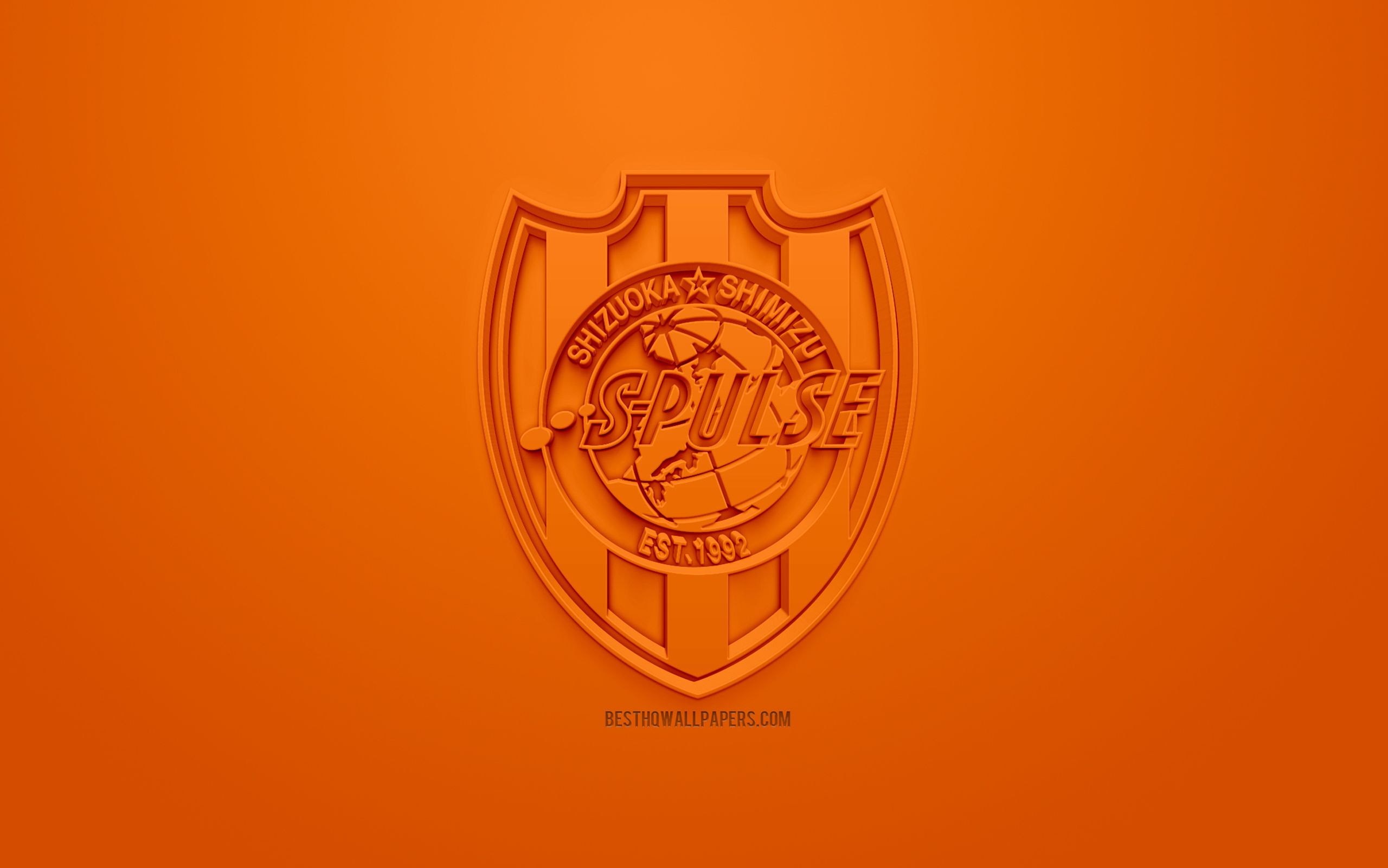 Download Wallpaper Shimizu S Pulse, Creative 3D Logo, Orange