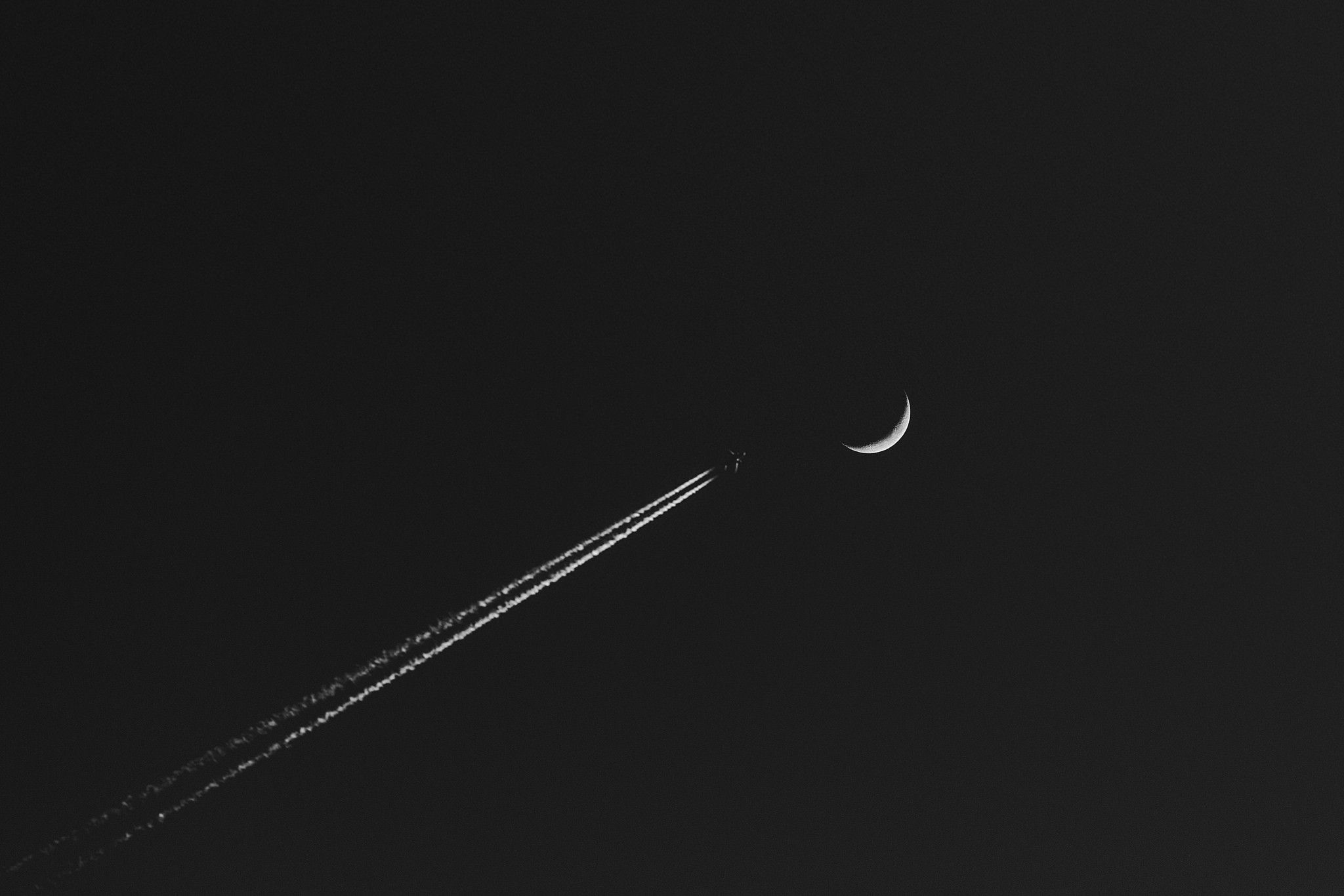 Airplane Moon Minimalism, HD Artist, 4k Wallpaper, Image