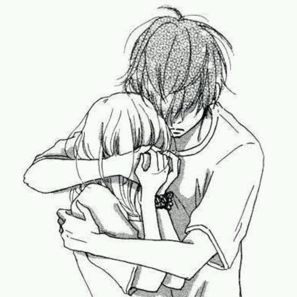 Anime Sad Love Drawing Of Boy And Girl Hugging HD Wallpaper