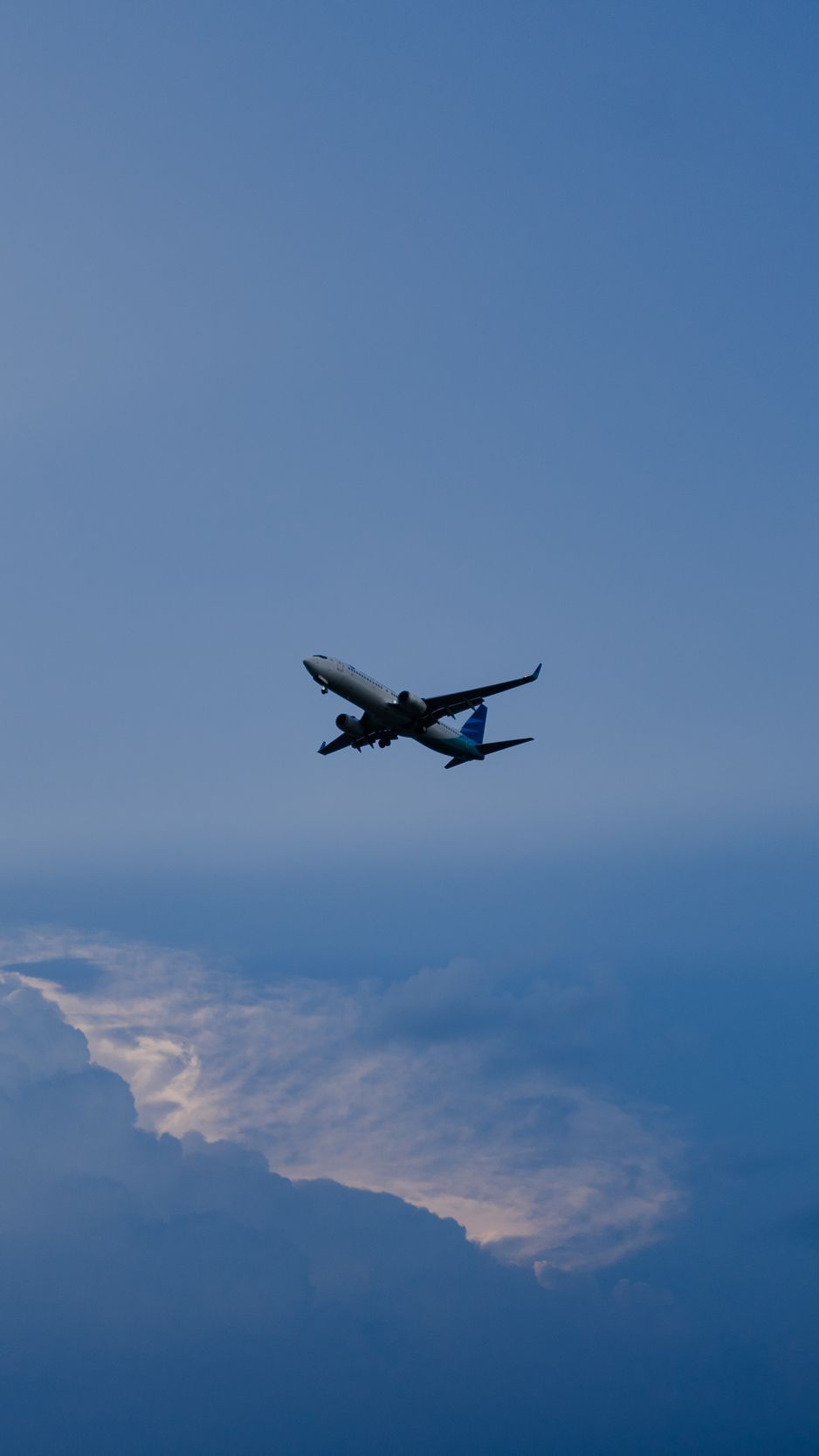 Download wallpaper 938x1668 airplane, sky, flight, clouds