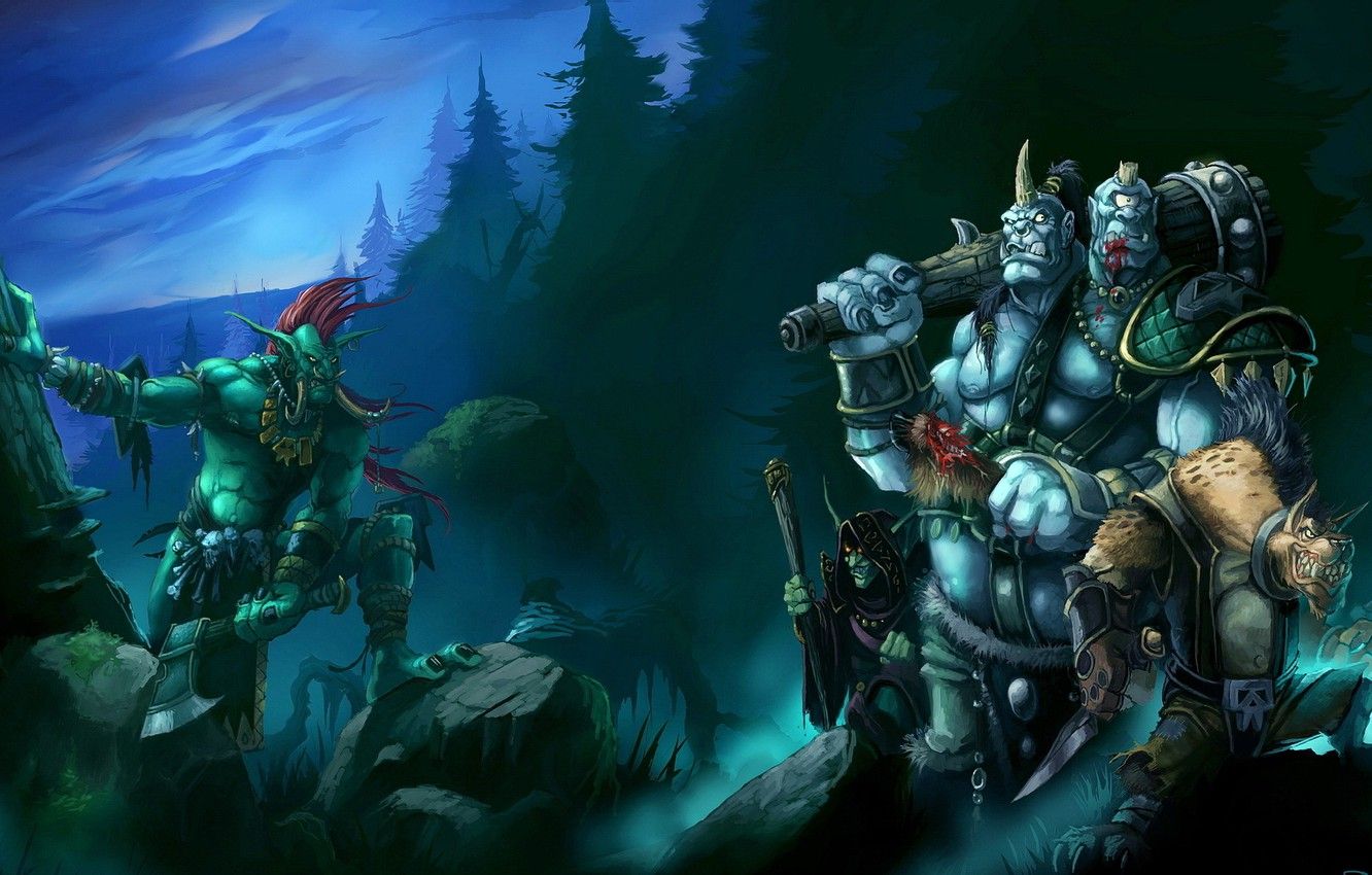 Wallpaper Warcraft III 3 Frozen Throne, Troll, robbers, Warcraft Ogre mage, gel image for desktop, section фантастика
