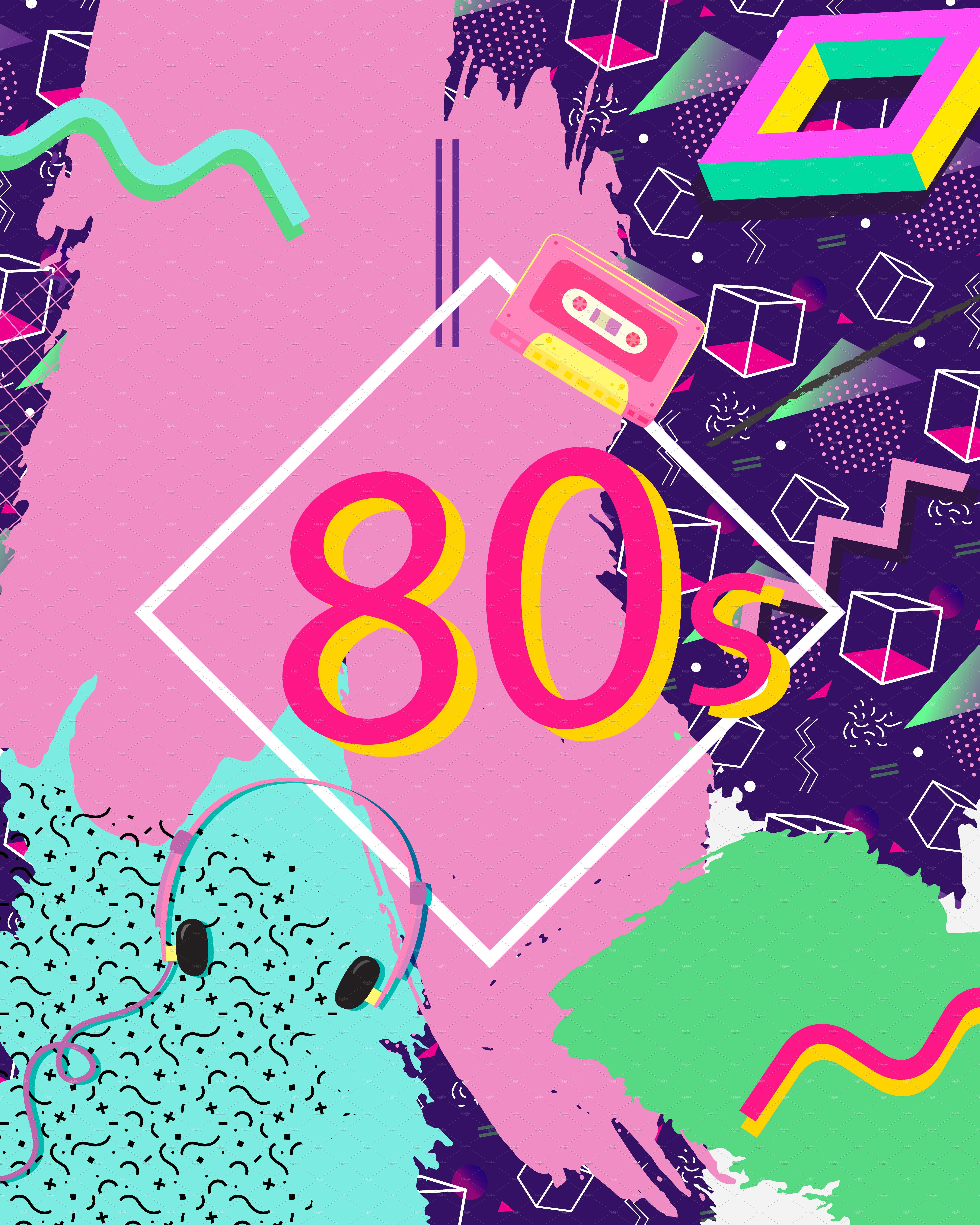 Colourful Eighties background. iPhone wallpaper pattern, 80s