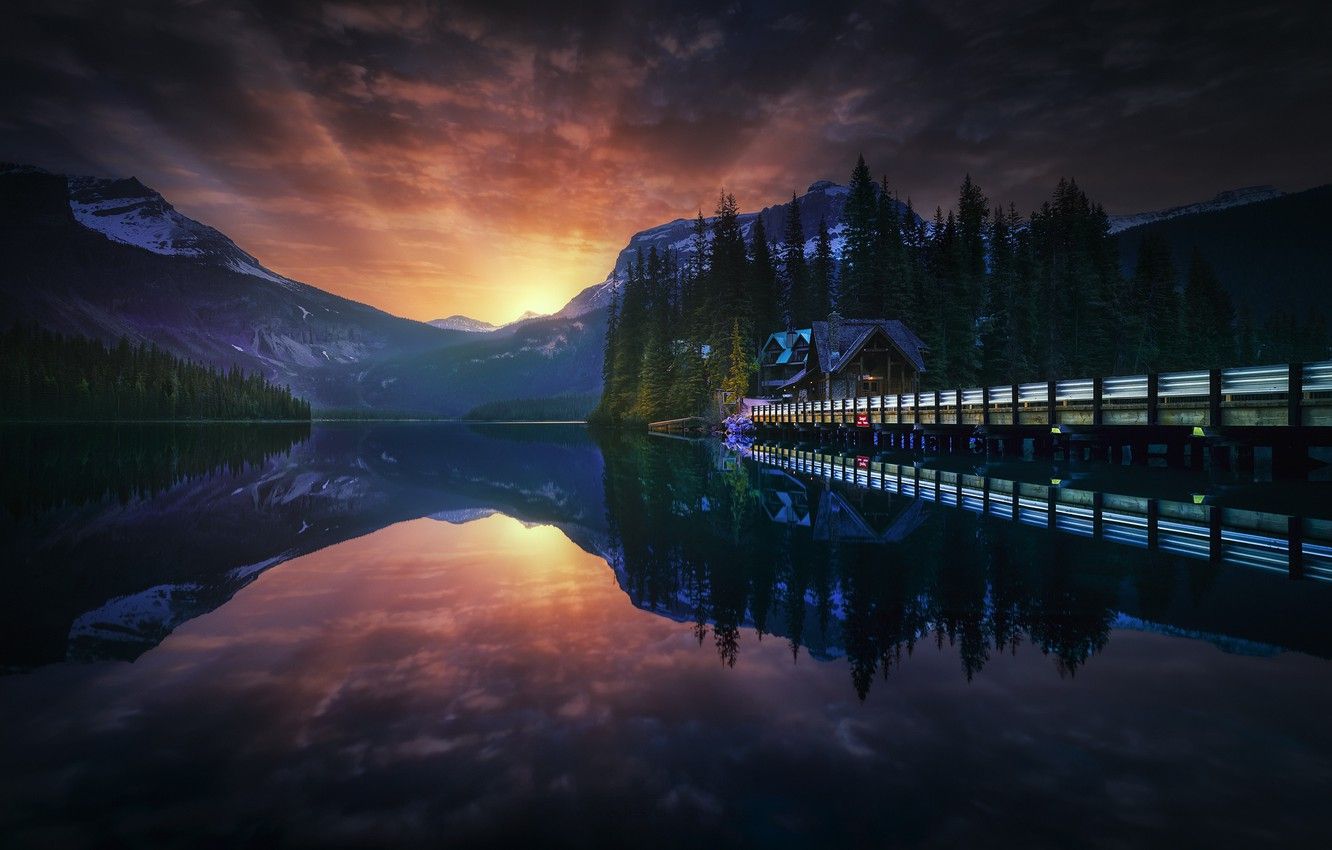Wallpaper Canada, lake emerald, Emerald Lake Sunrise image