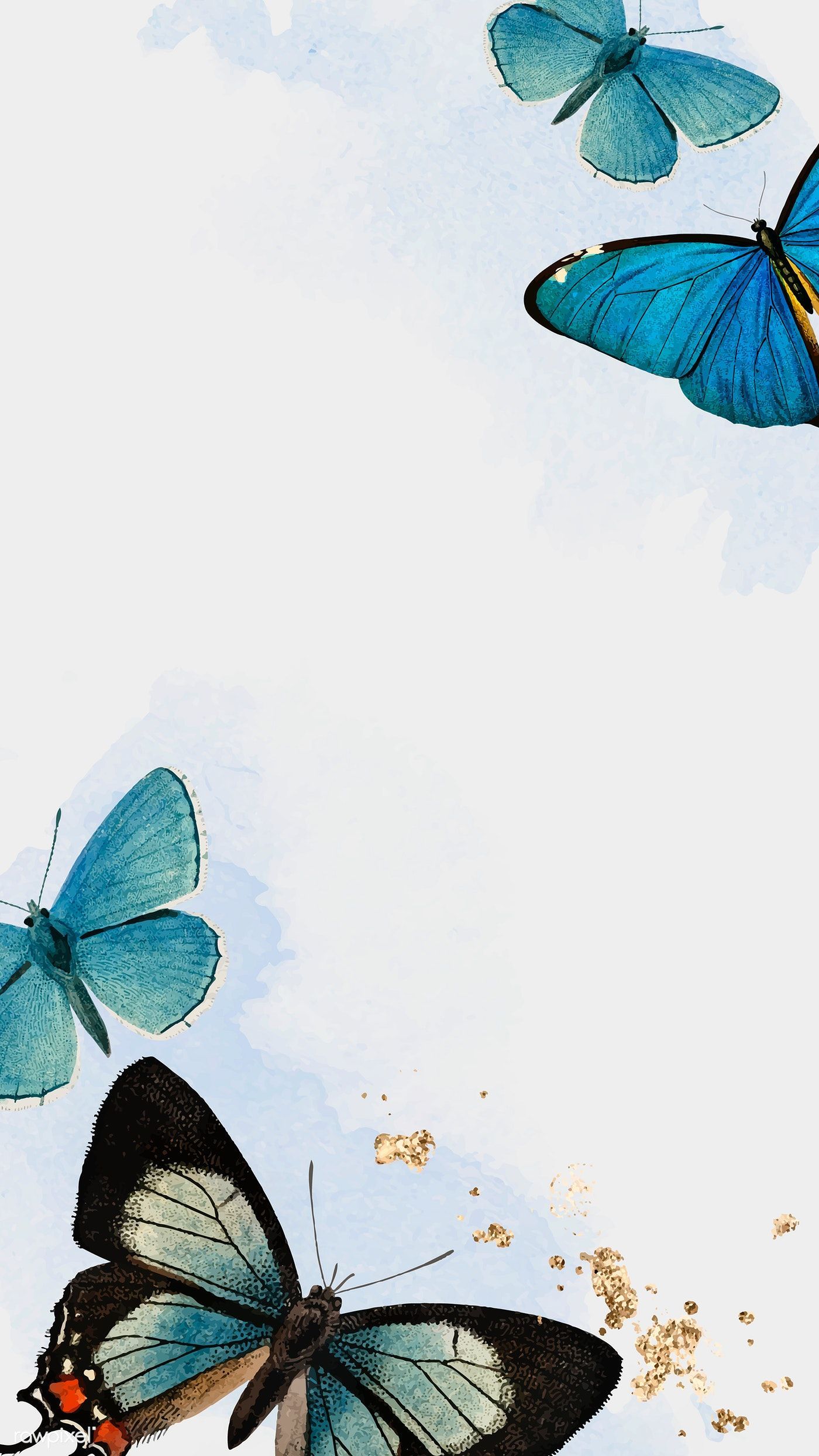 Download premium vector of Blue butterflies patterned mobile phone