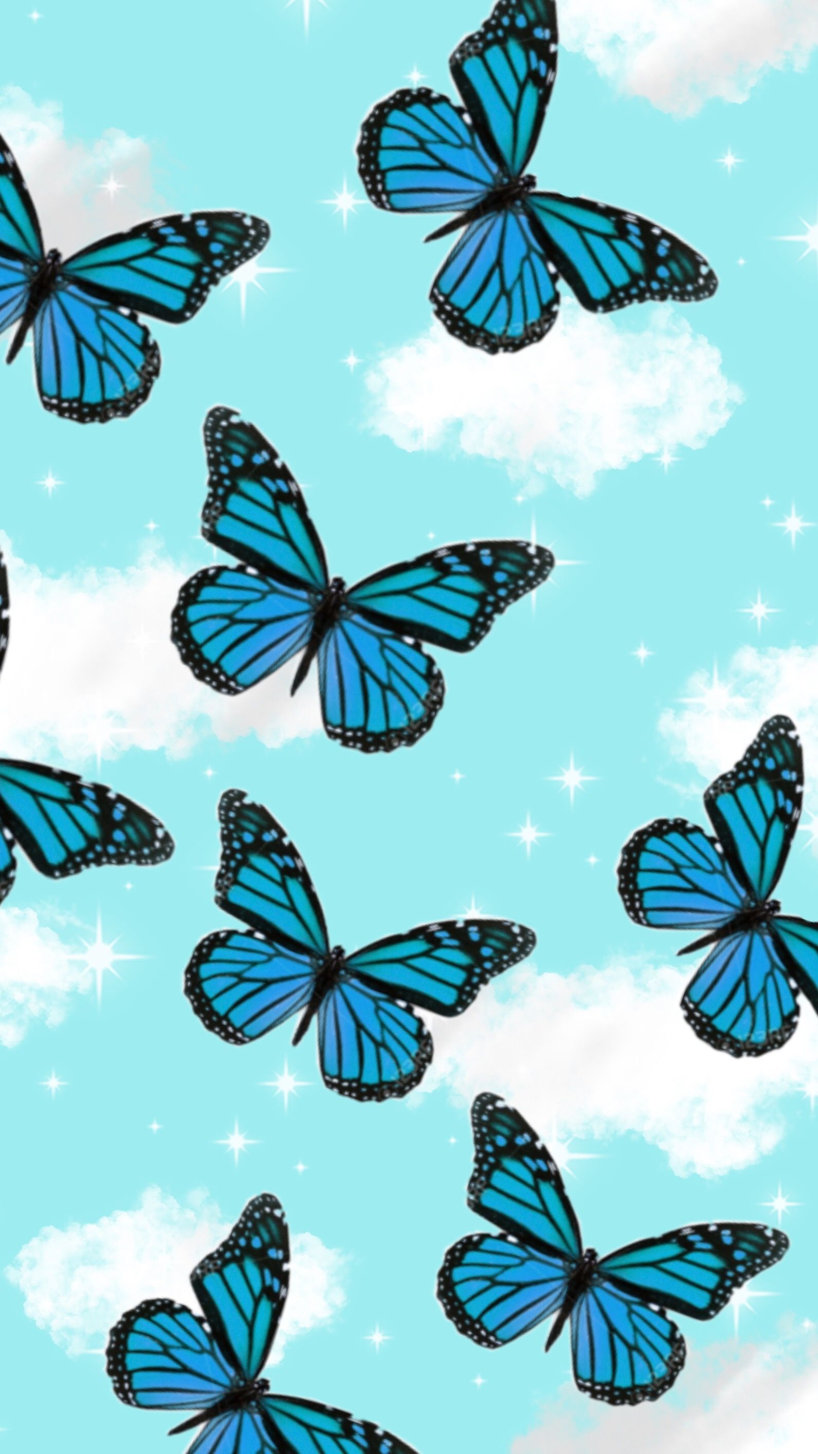 Blue Butterflies. Butterfly wallpaper iphone, Cute patterns wallpaper, Aesthetic iphone wallpaper