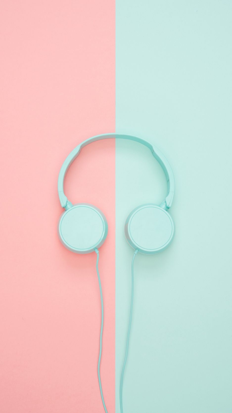 Headphones, minimalism, pastel, pink wallpaper