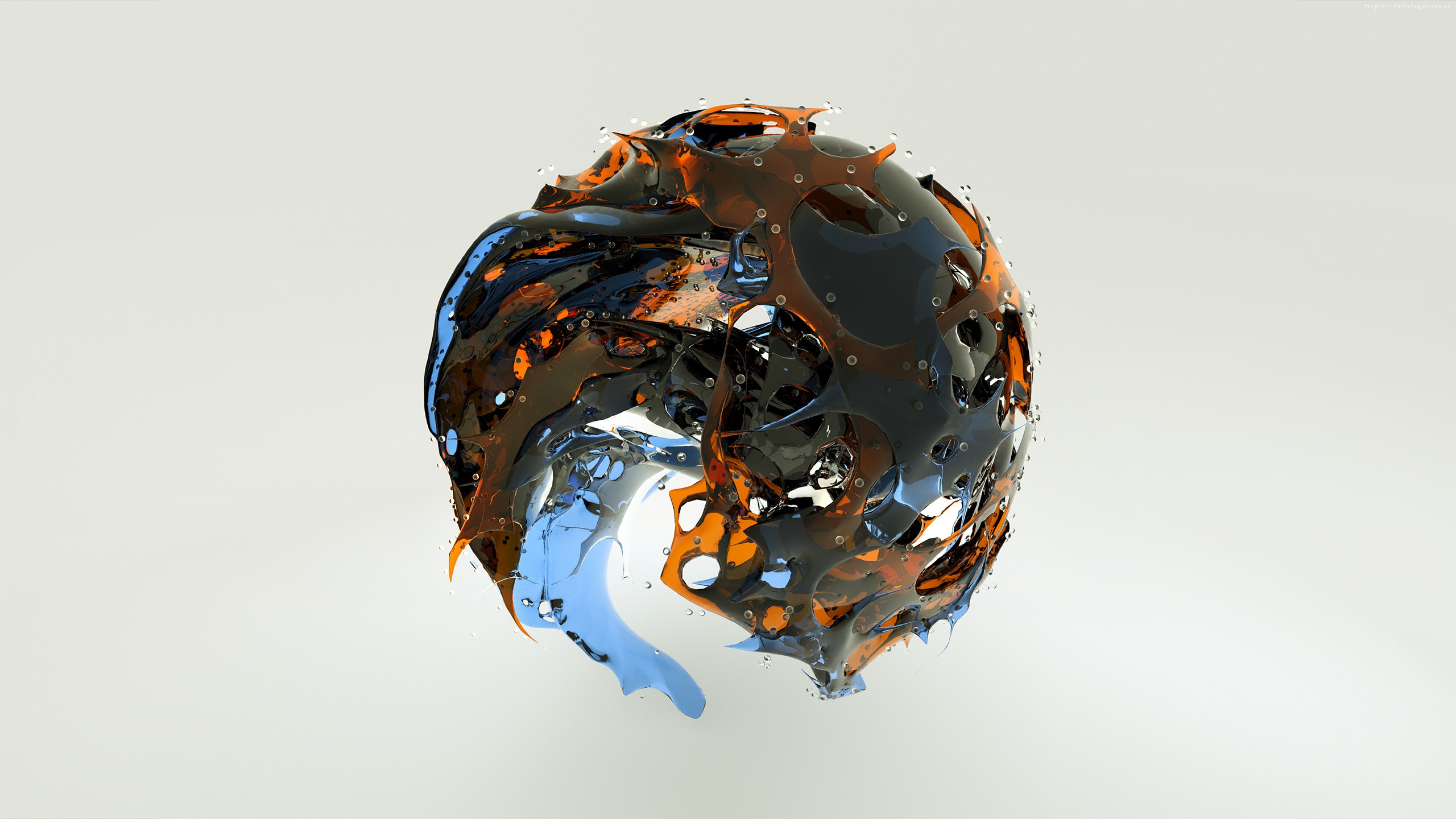 Wallpaper sphere, 3D, glass, HD, Abstract Wallpaper Download