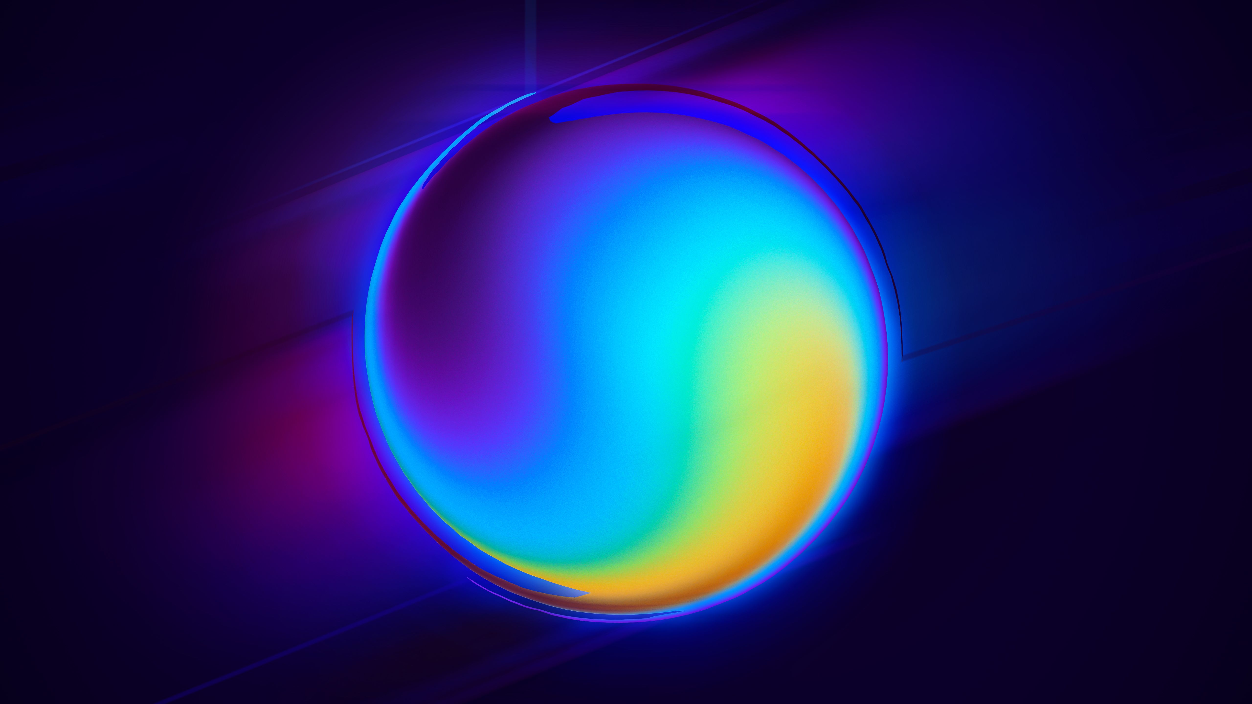 Wallpaper Sphere, 3D, Blue, Gradient, Spiral, HD, 5K, Abstract
