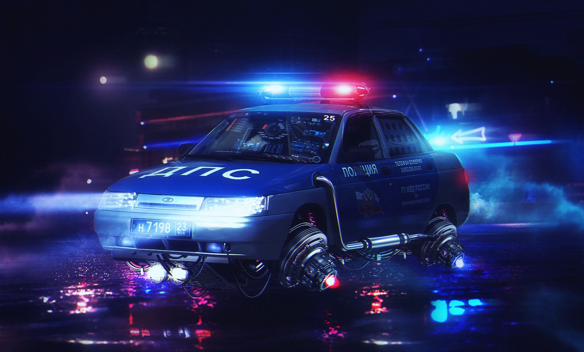 Car, Cyberpunk, Futuristic, Police Wallpaper