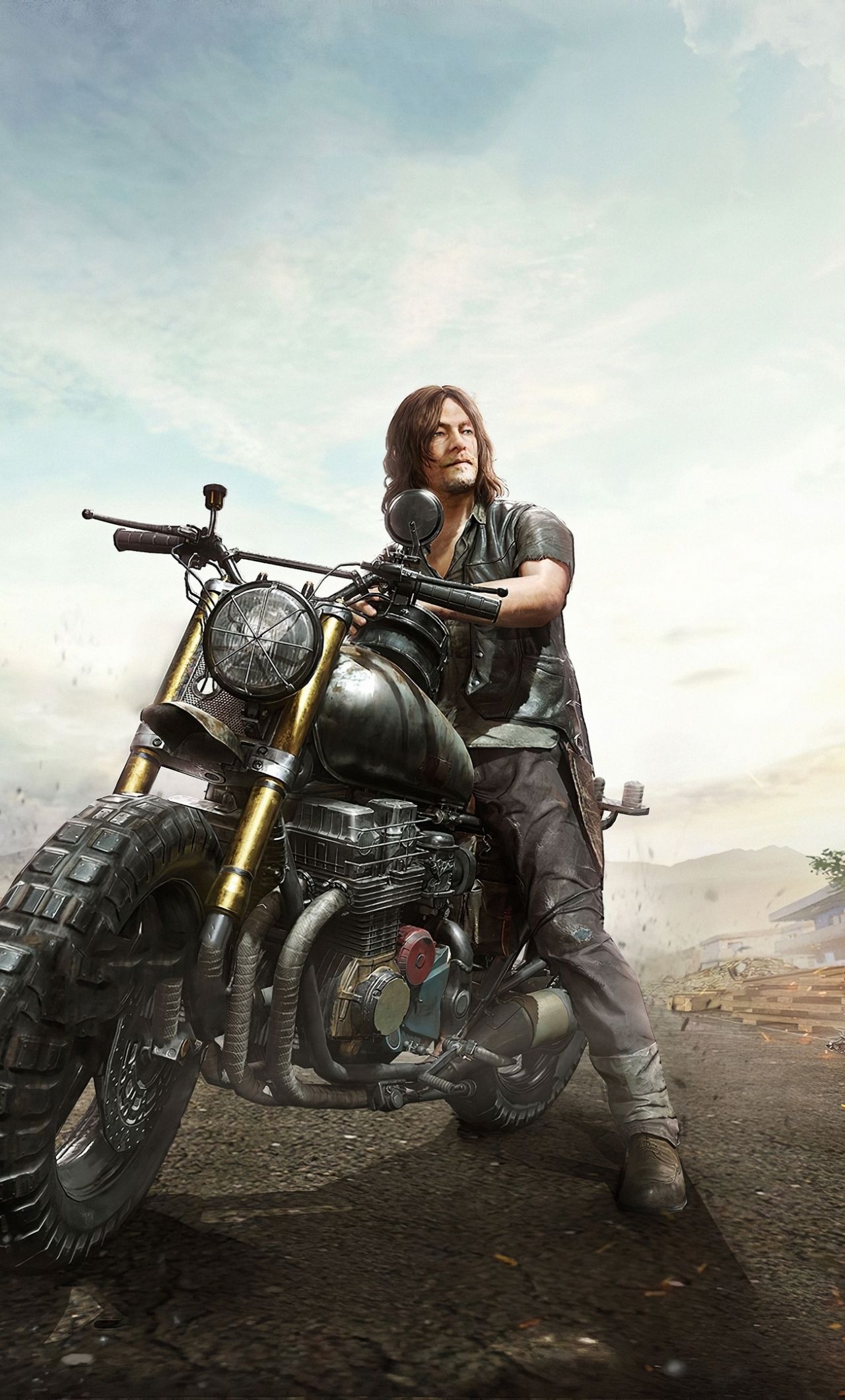 Download 1280x2120 wallpaper daryl dixon, pubg mobile x