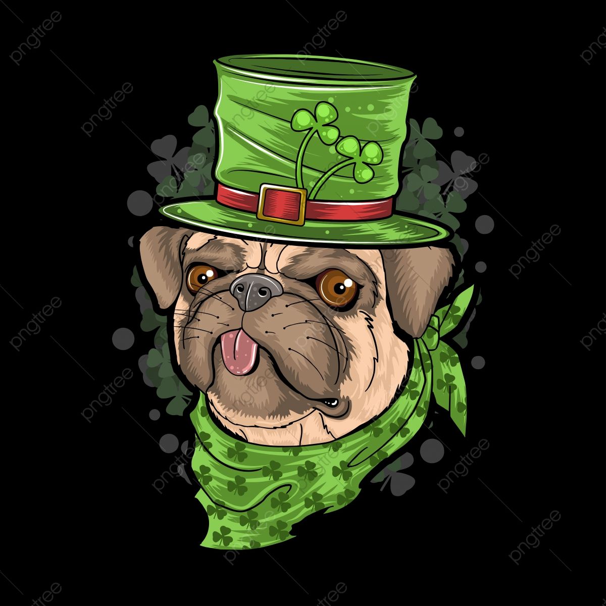 St Patrick S Day Pug Puppy Dog Artwork Vector, Cute Dog, Pug Puppy, St Patricks Day Background PNG and Vector with Transparent Background for Free Download