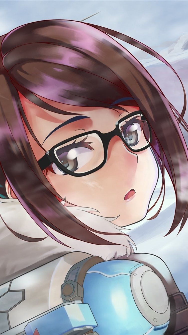 Overwatch, Mei, Girl Look Back, Glasses 750x1334 IPhone 8 7 6 6S