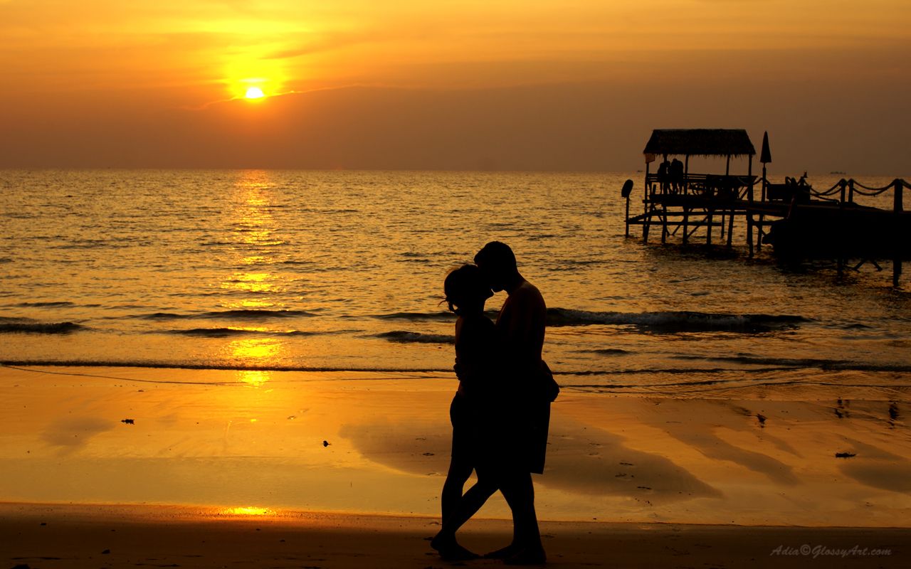 Sunset Romantic Beach couple HD Wallpaper. HD Wallpaper Fix