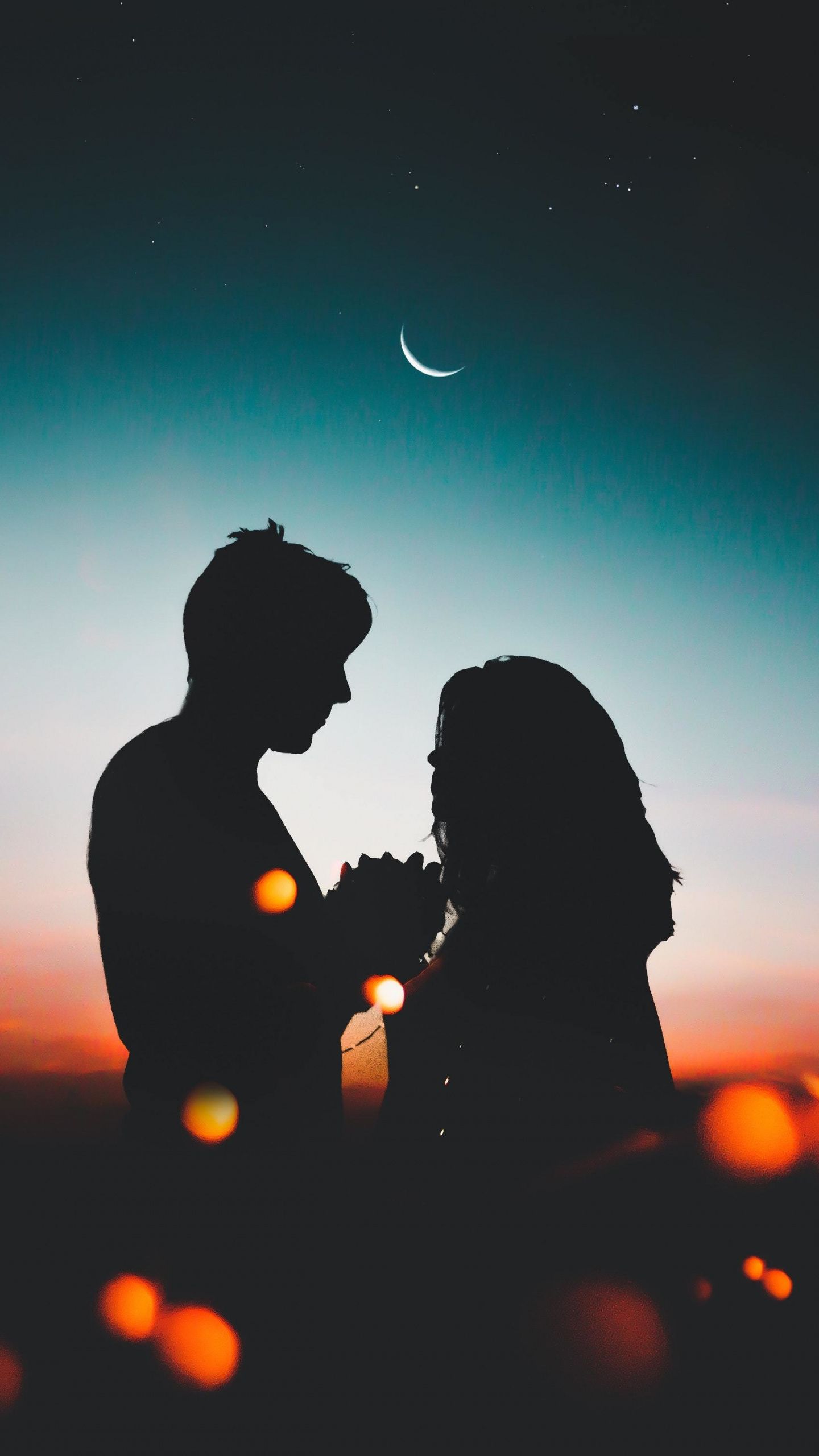 Silhouette, Couple, Love, Sunset, Outdoor, Wallpaper