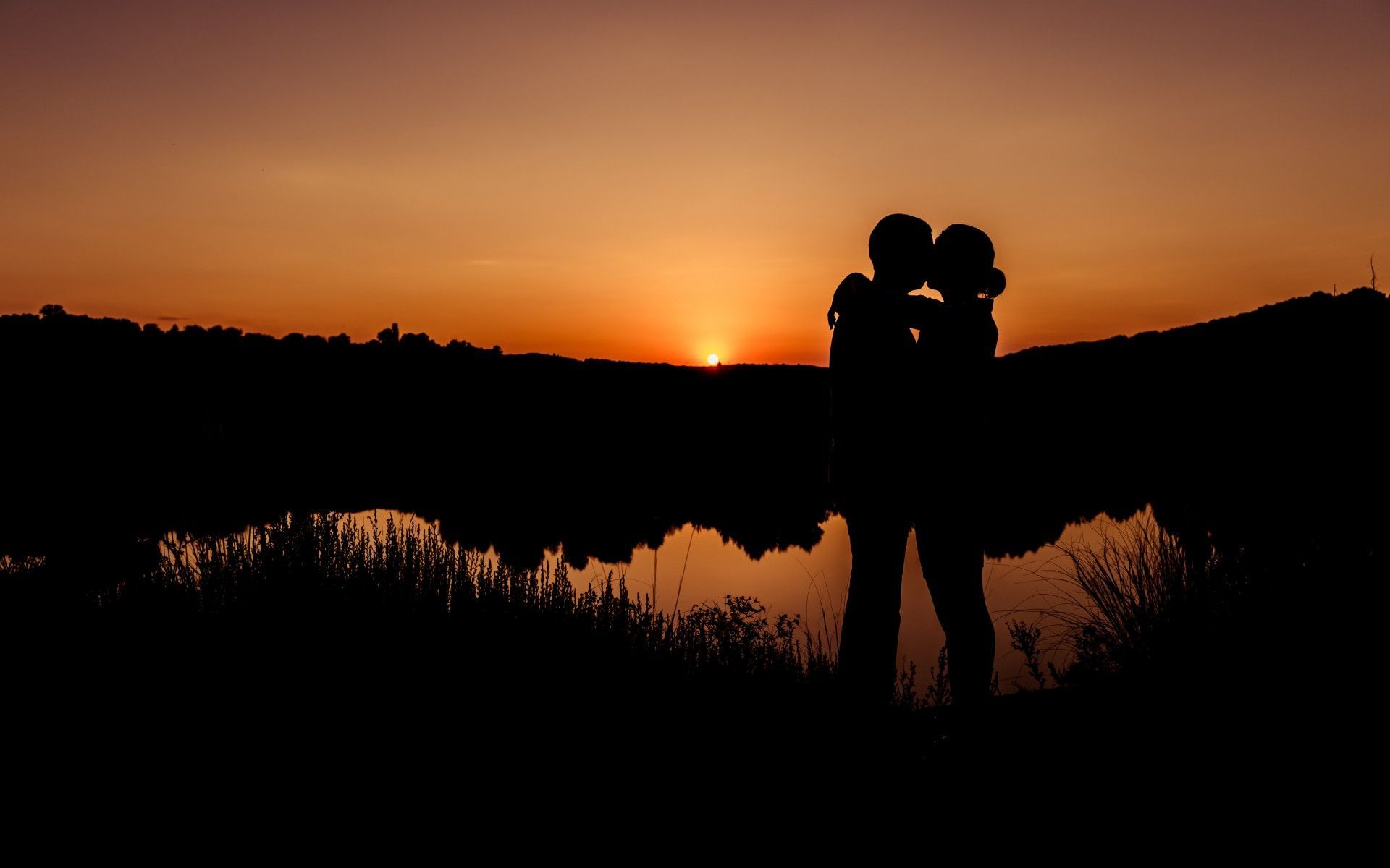 Anime couple sunset