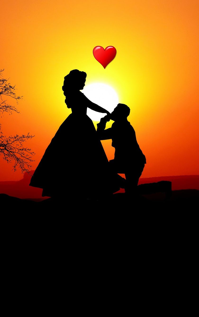 Download Couple, love, silhouette, sunset, romantic wallpaper, 840x iPhone iPhone 5S, iPhone 5C, iPod Touch