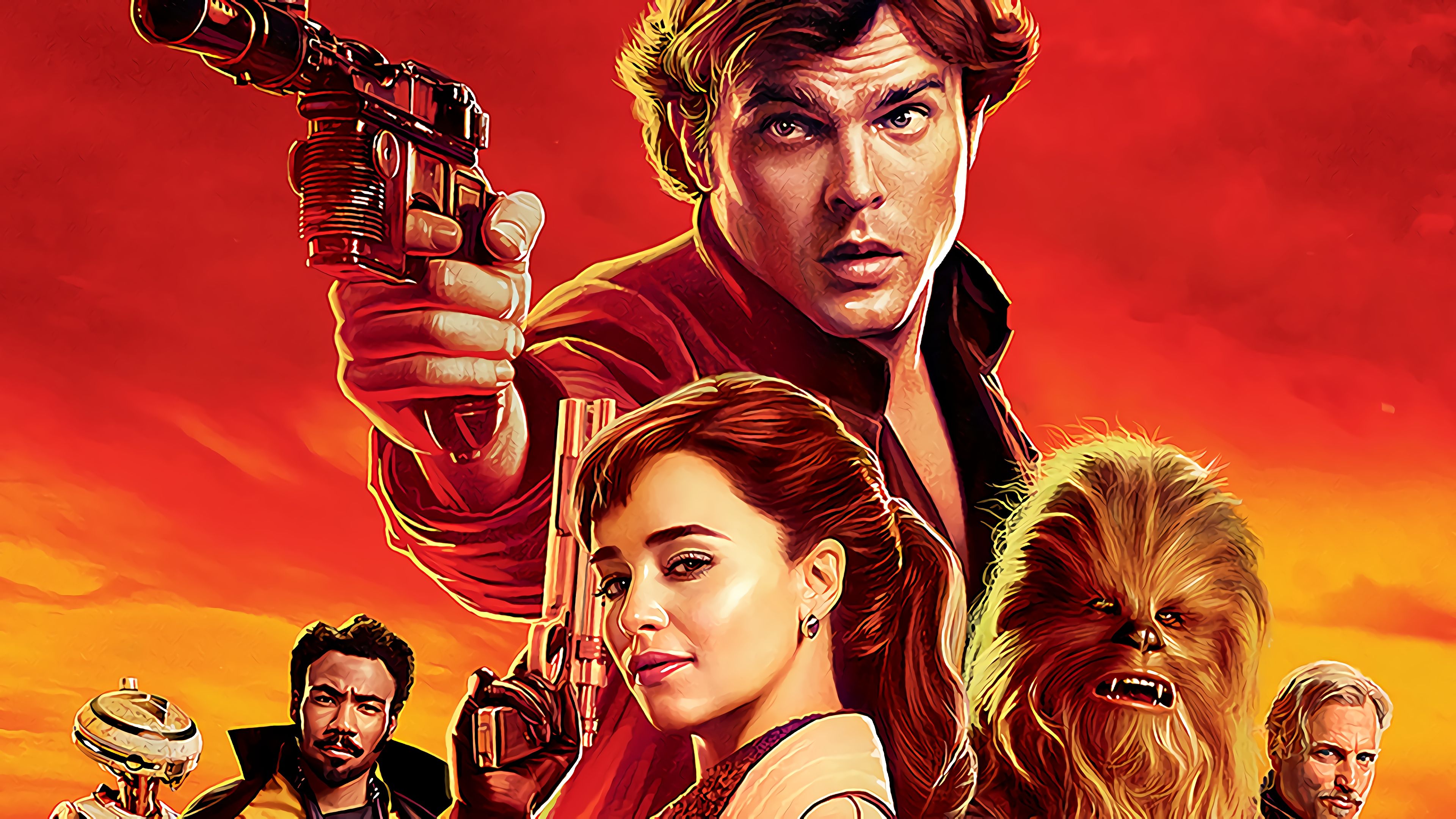Solo: A Star Wars Story Movie Han Solo Qi'ra Chewbacca Lando 4K