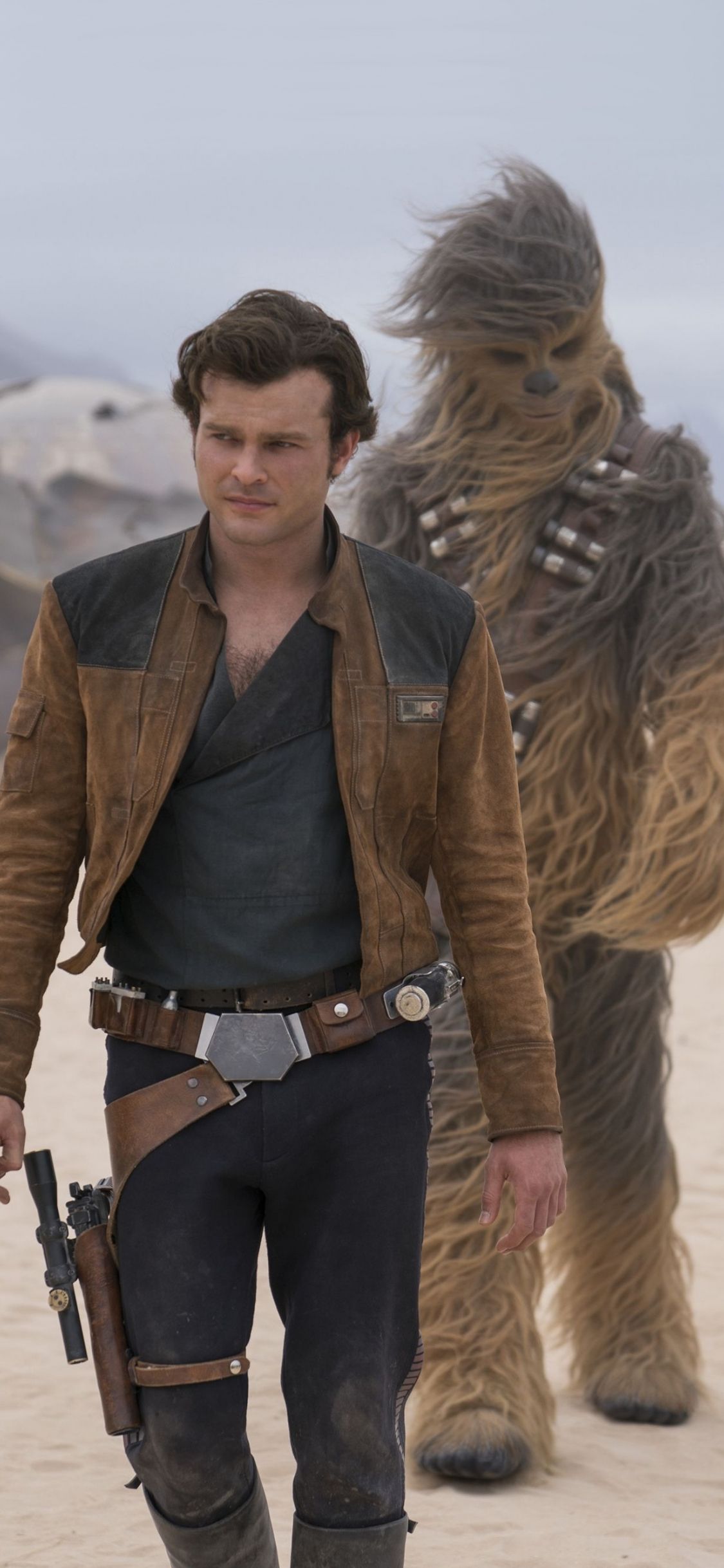 Download 1125x2436 wallpaper han solo and chewbacca, movie, 2018