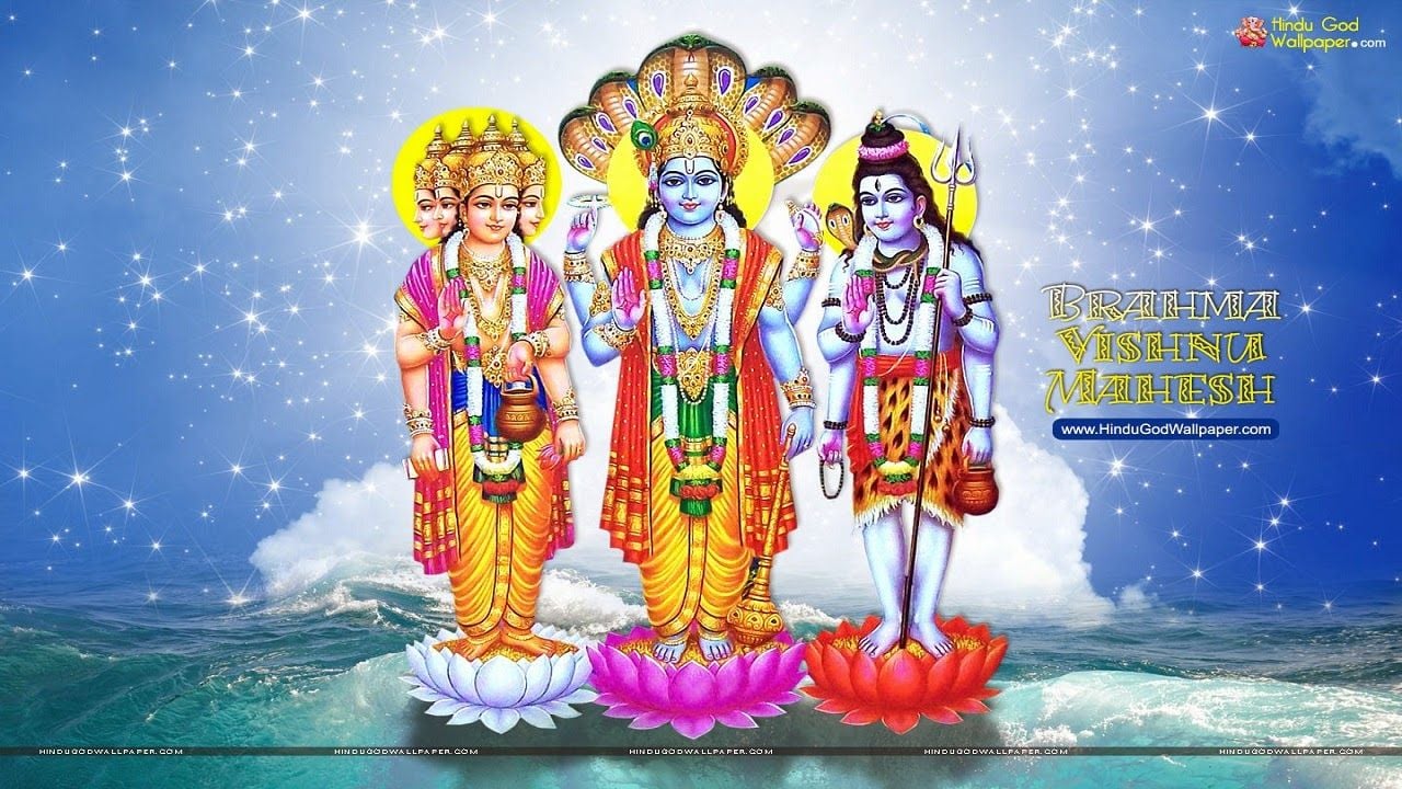 Hindu God Wallpaper for Desktop: Brahma Vishnu Mahesh Wallpaper