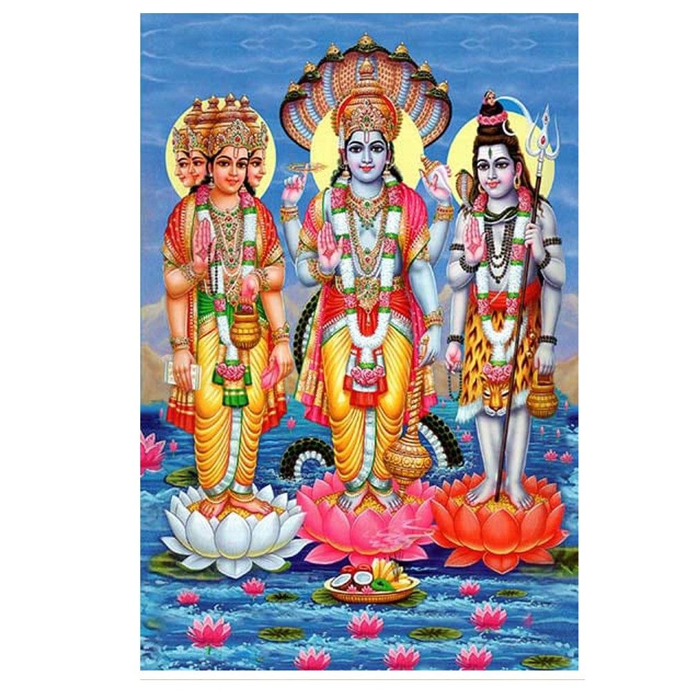 Brahma, Vishnu, Mahesh, Canvas, Vinyl, Art Print, Hindu God