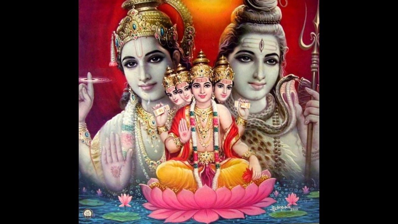 Good Morning Wishes With God Brahma, Vishnu And Mahesh Wallpaper