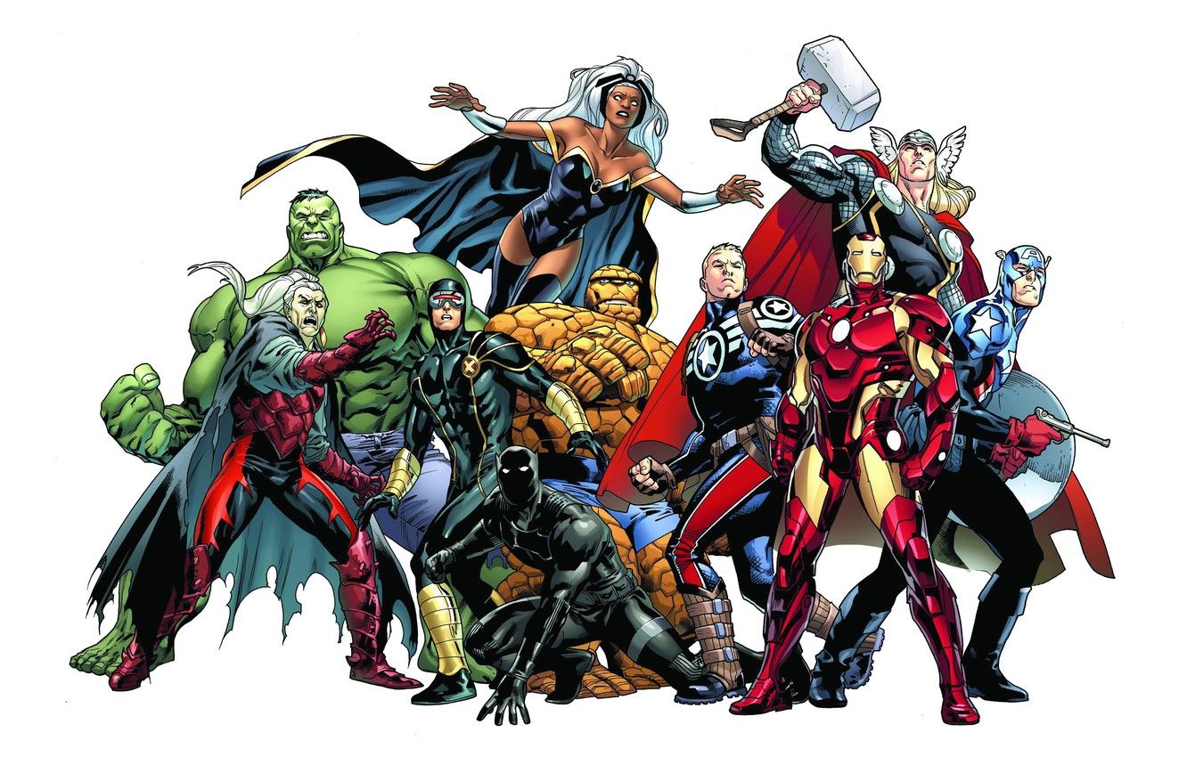 Wallpaper background, Hulk, Storm, Iron Man, Captain America, Thor