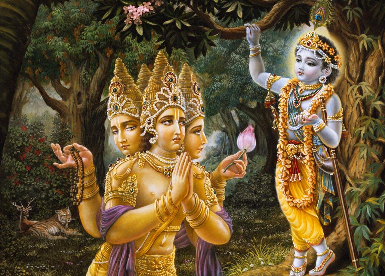 God, Goddess, Hindu God Goddess, Indian God Goddess, God Goddess Image, Snaps, Wallpaper: Prayers offered by Lord Brahma to Lord Krishna