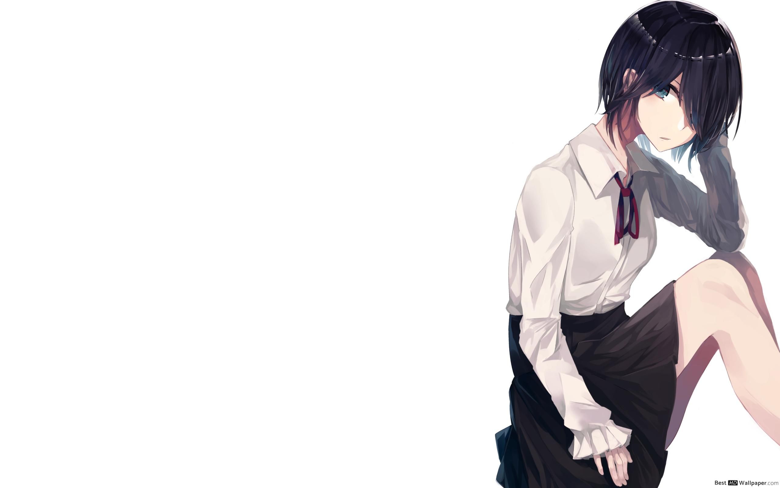 Short haired anime girl HD wallpaper download