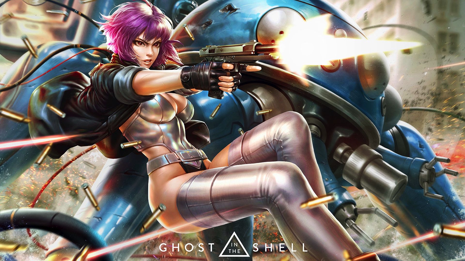 Desktop Wallpaper Motoko Kusanagi, Ghost In The Shell, Anime, Pink