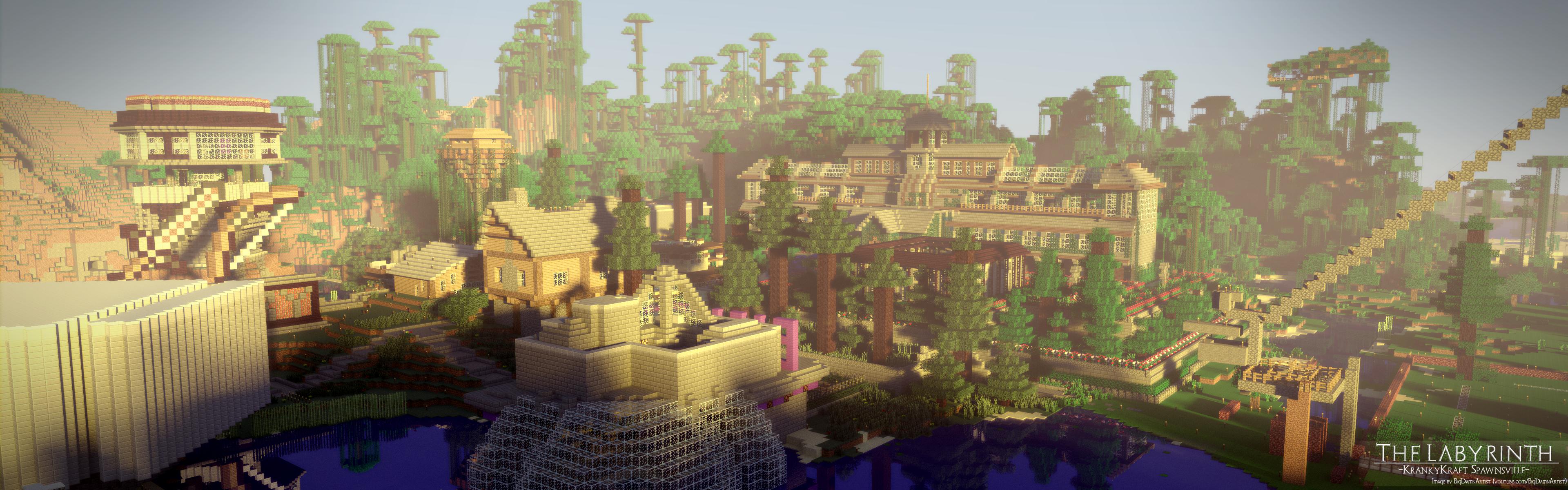 Render of the Minecraft PvP map I'm working on. 3840x1200