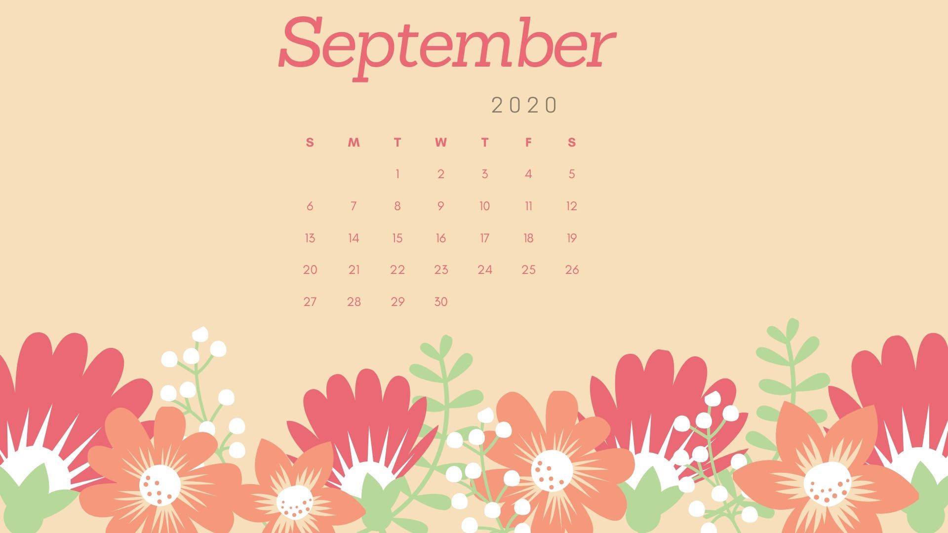 September 2020 Calendar Wallpapers Wallpaper Cave