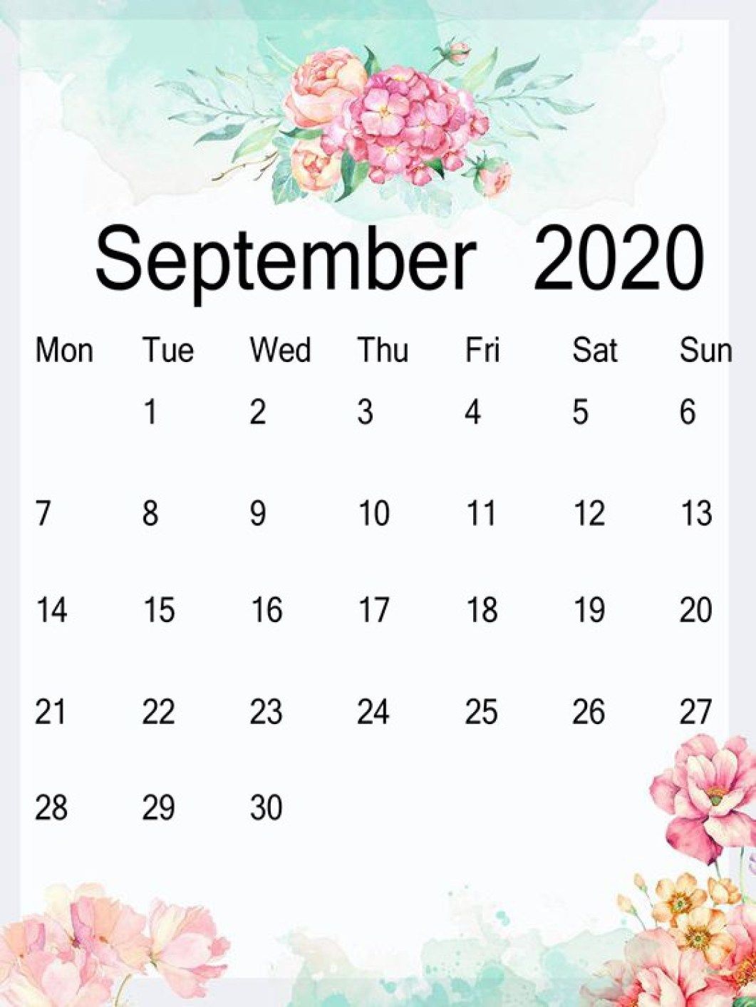 Cute September 2020 Calendar Wall And Desk Wallpaper