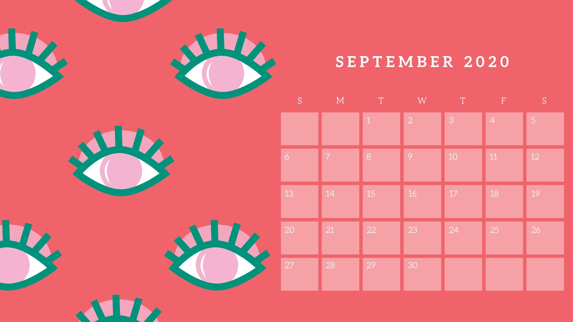 Cute September 2020 Calendar Desktop HD Wallpaper